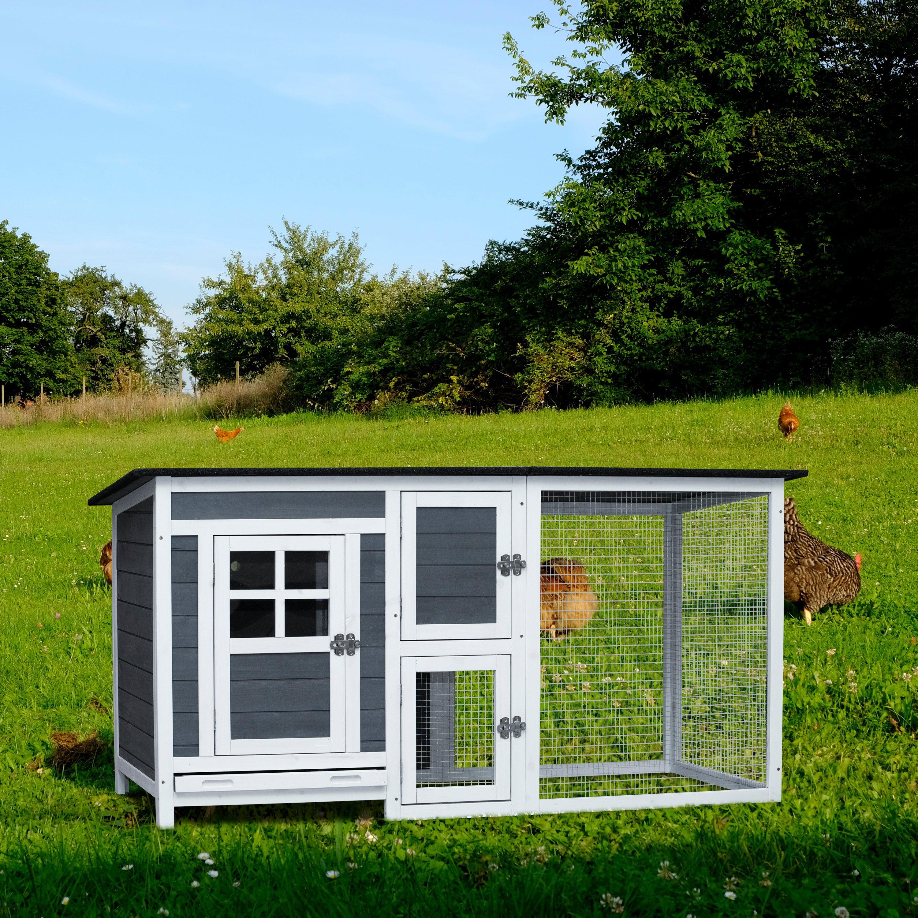 🆓🚛 Outdoor Indoor Poultry Cage Small Animal House Outdoor Chicken Hutch Coop With Running Cage