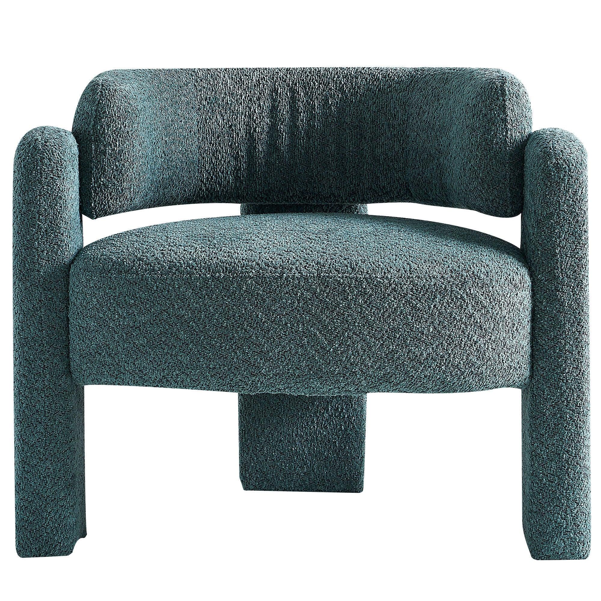 34.65" Wide Boucle Upholstery Accent Chair Green