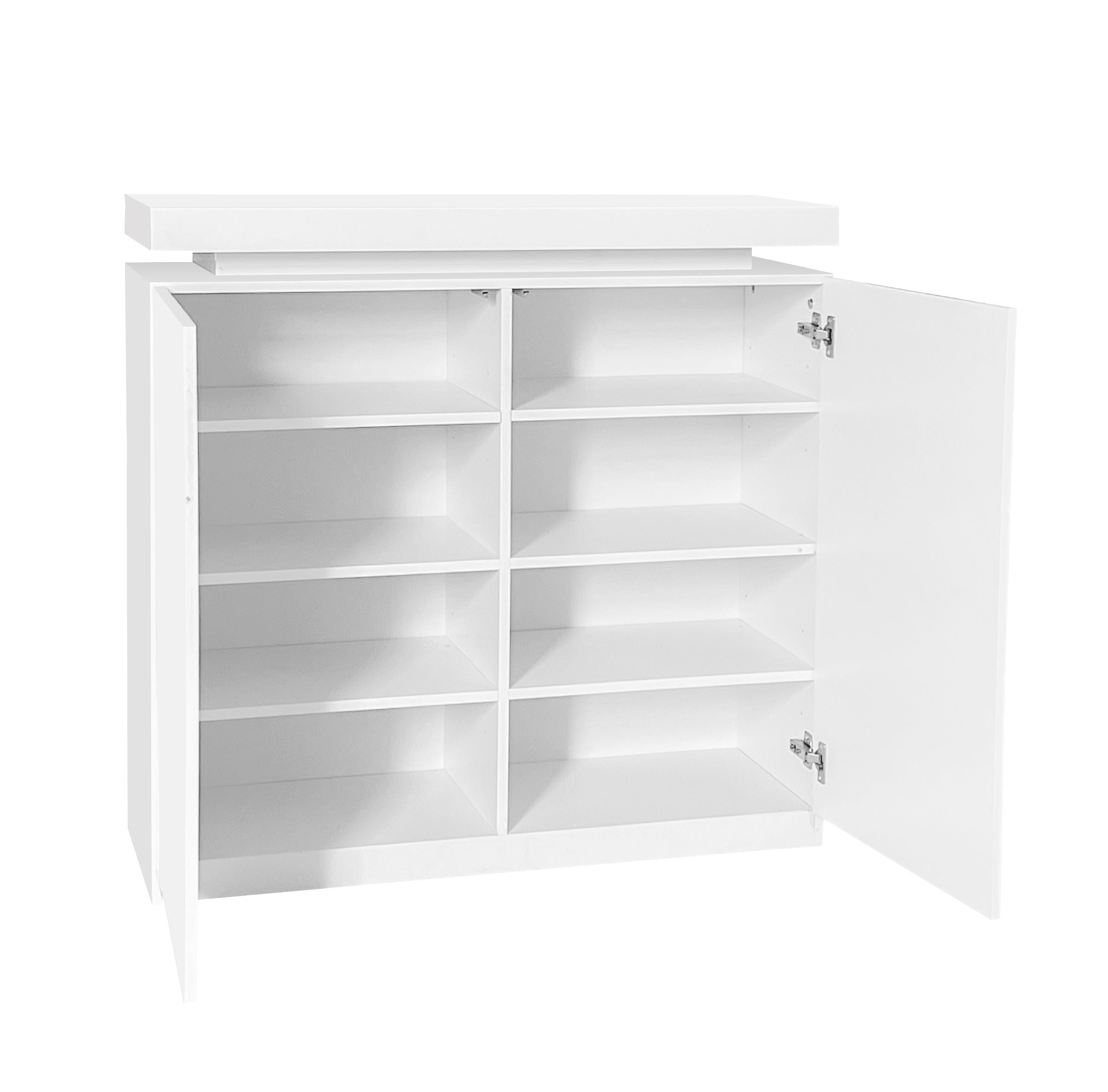 🆓🚛 Large Spaces Shoe Cabinet High Glossy White Color With Led Light, Adjustable Shelves, White