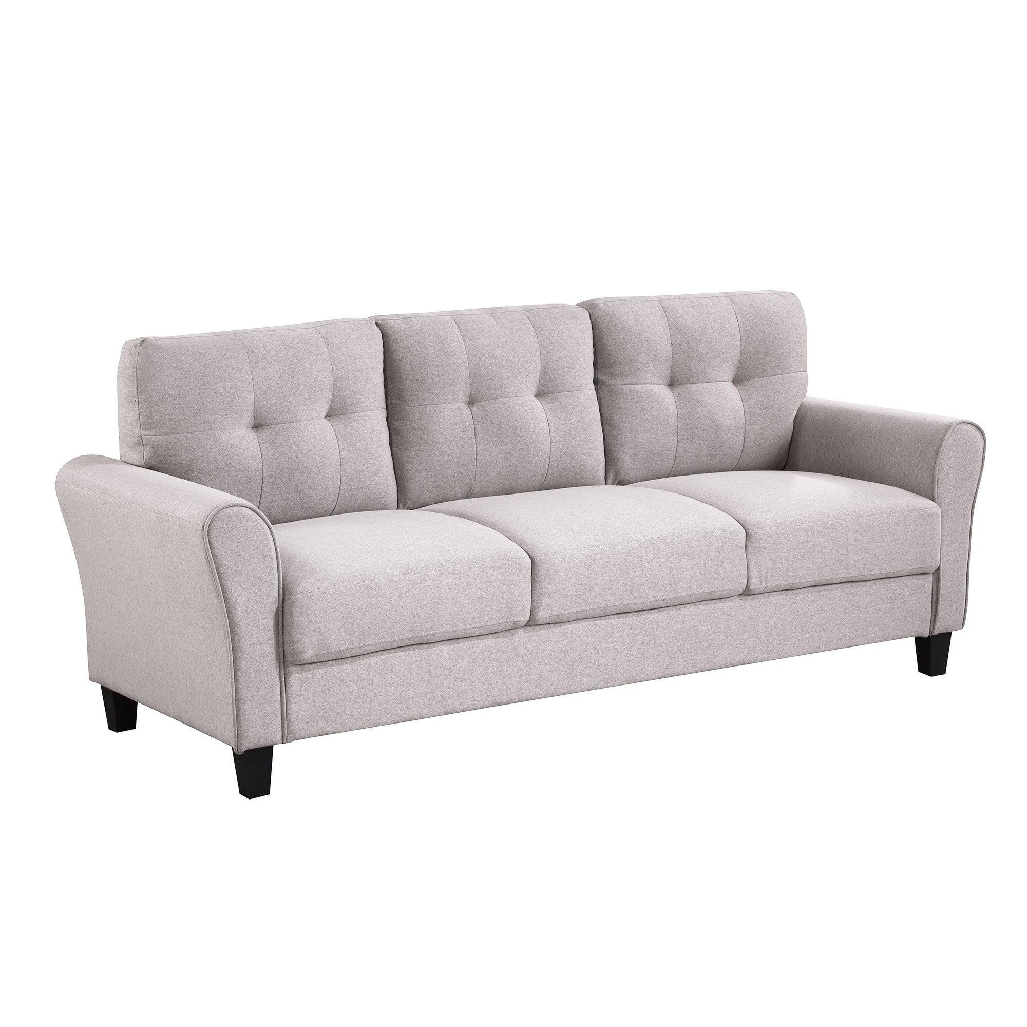 🆓🚛 79.9" Modern Living Room Sofa Linen Upholstered Couch Furniture for Home Or Office, Light Gray