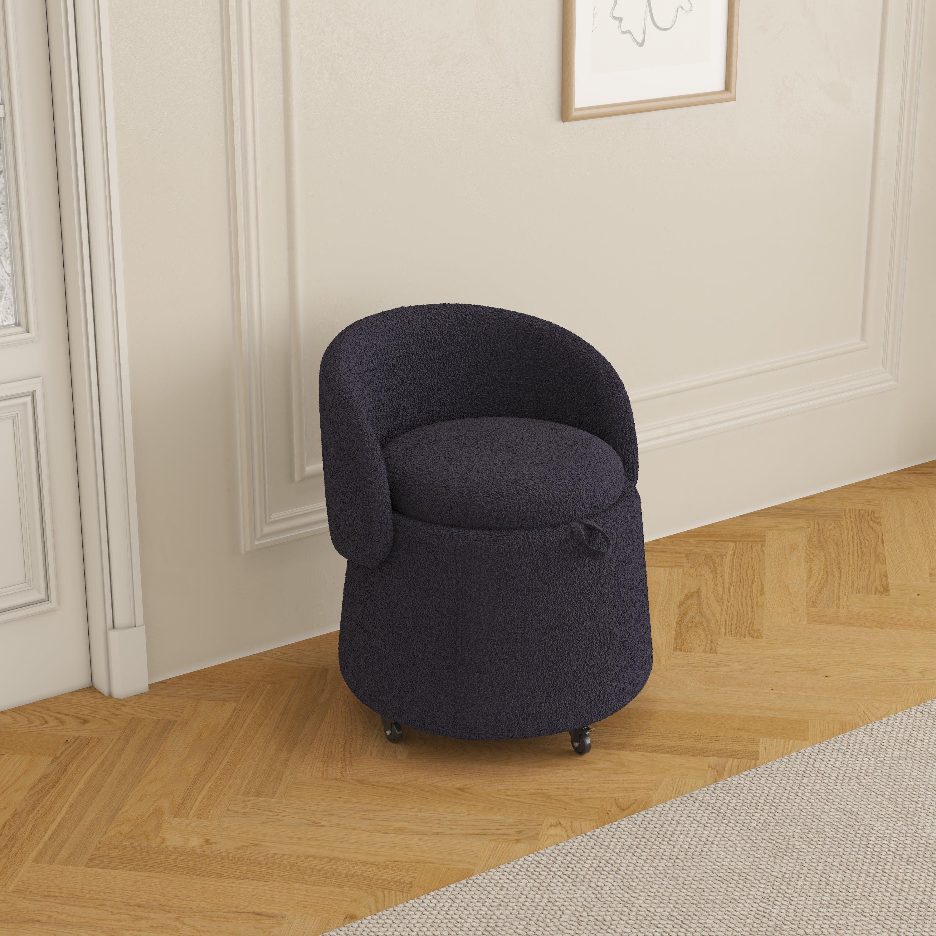 🆓🚛 Multi-Functional Stool Can Be Moved for Storage, Teddy Fleece Bedroom & Living Room, Gray