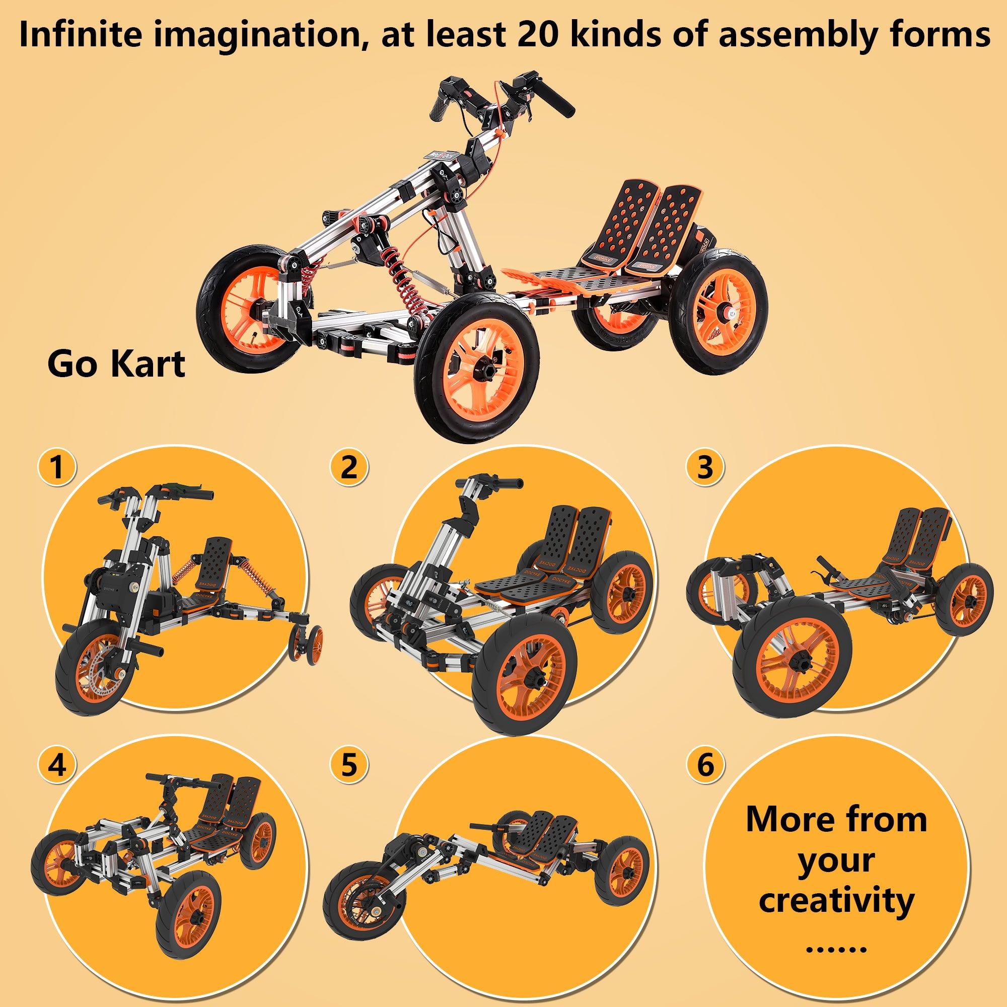 🆓🚛 Modular Design High-Strength Material Electric Innovation Kart, More Than 20 Kinds Of Assembly Methods, Suitable for Outdoor Sports, Parent-Child Interaction