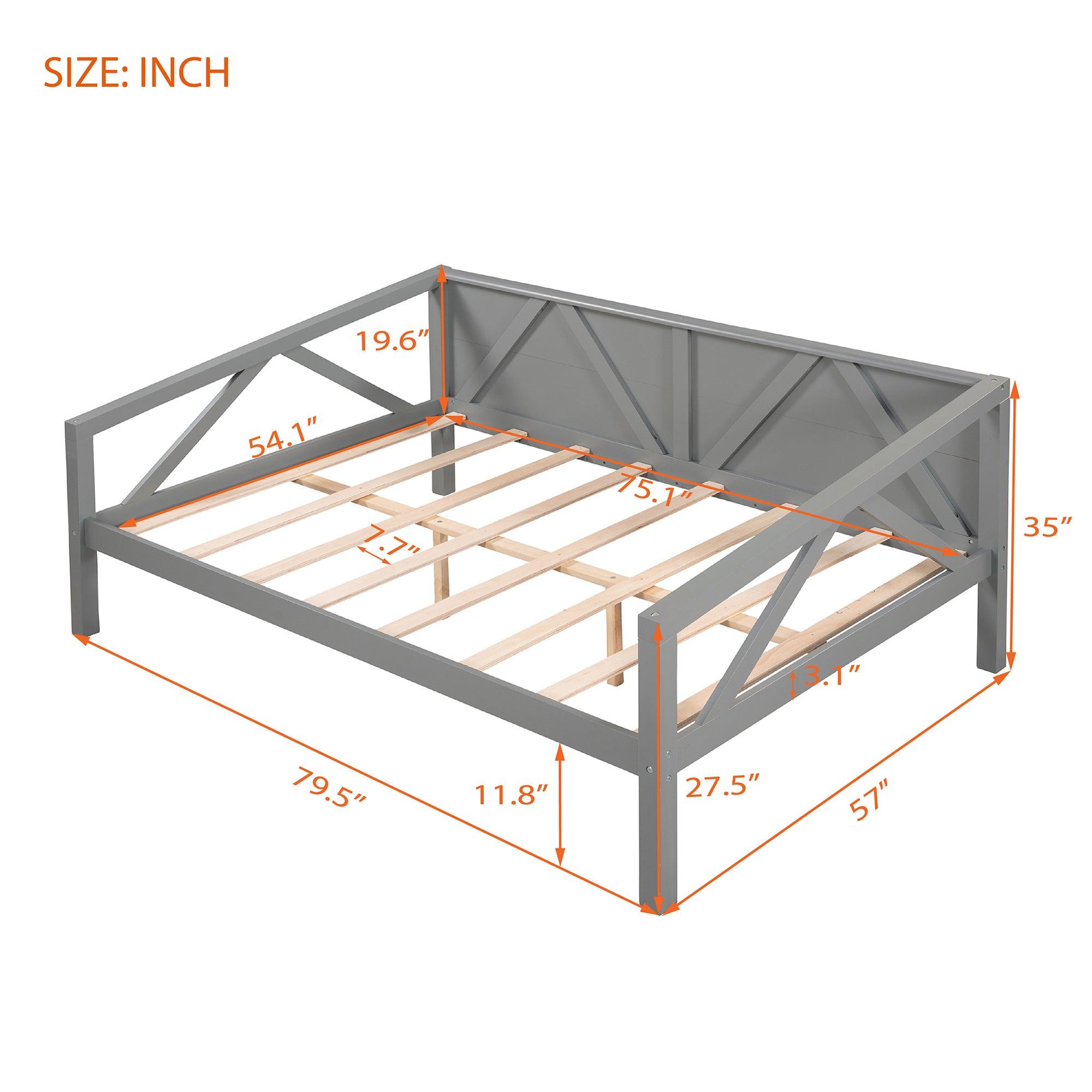 Full Size Daybed, Wood Slat Support, Gray