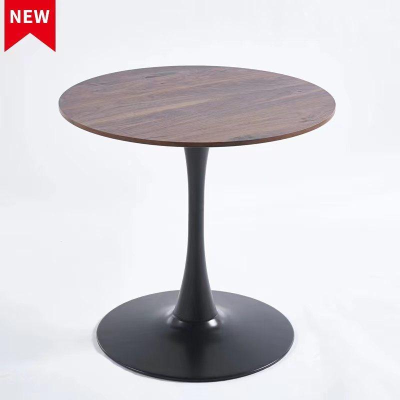 🆓🚛 31.5" Tulip Table Mid-Century Dining Table for 2-4 People With Round Mdf Table Top, Black & Walnut