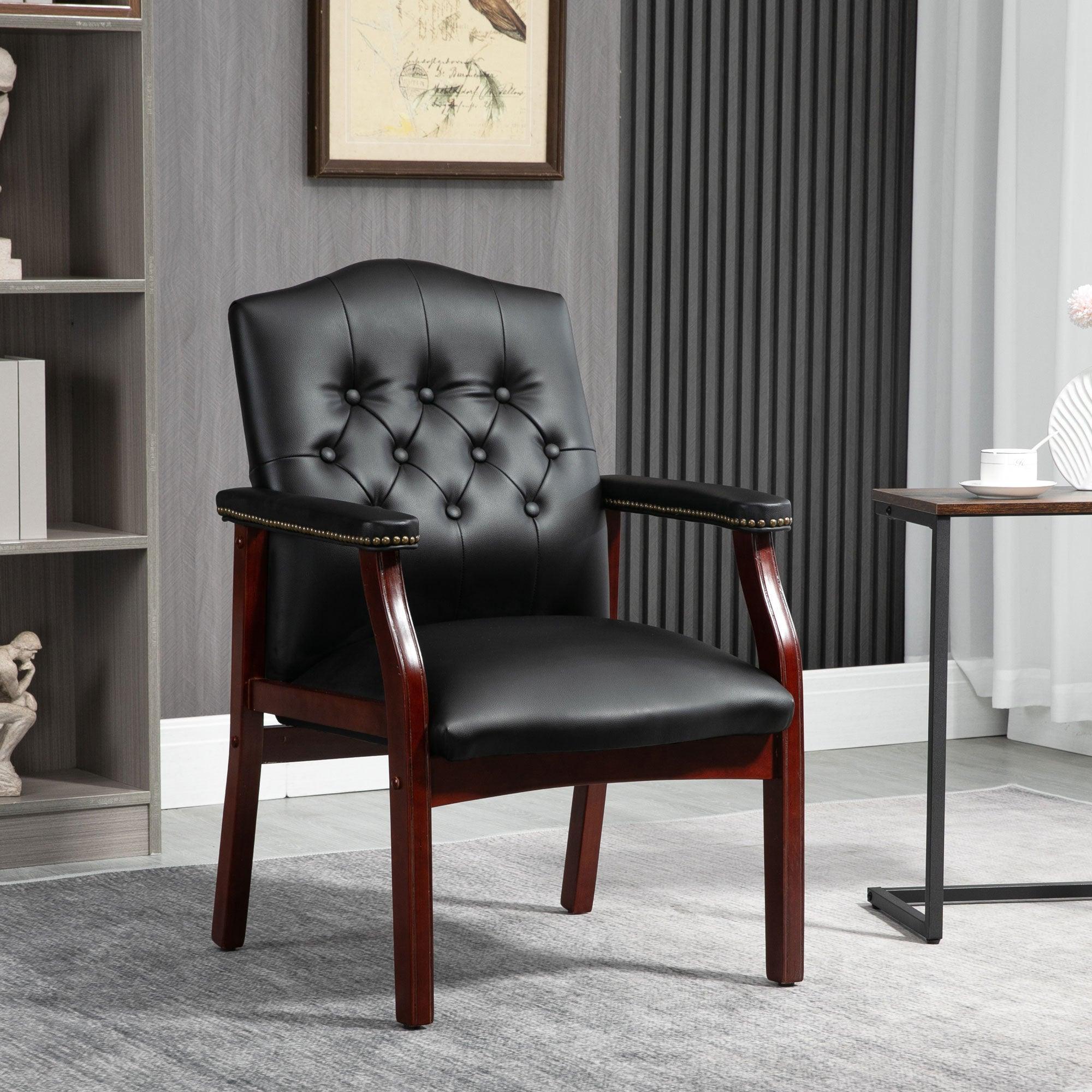 🆓🚛 Pu Leather Executive, Guest Reception, Waiting Room Office Desk Side Chair - Black