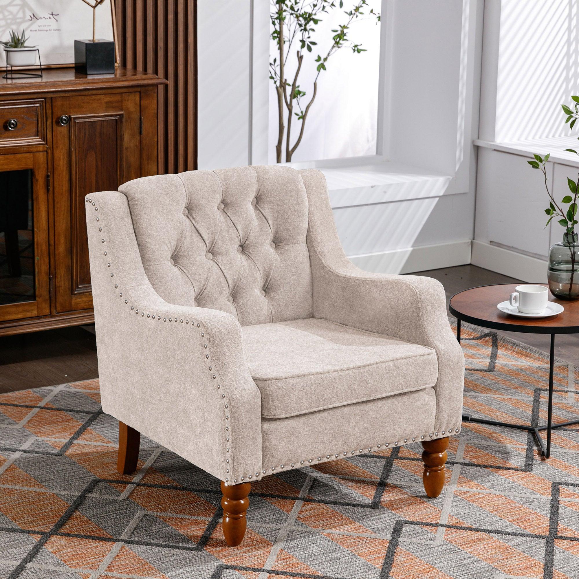 🆓🚛 Lamcham 27Bg Beige Upholstered Armchair Living Room & Bedroom Chair