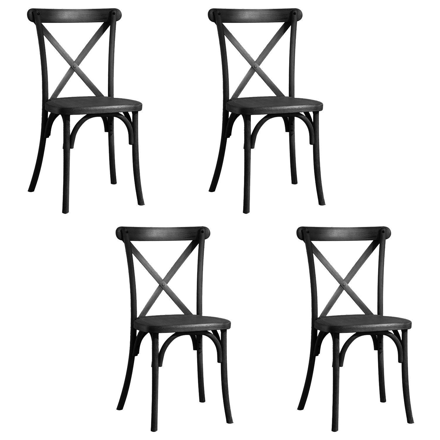 🆓🚛 Resin Cross Back Chair for Dinning Room, Wedding, Commercial Use, 4-Pack, Black