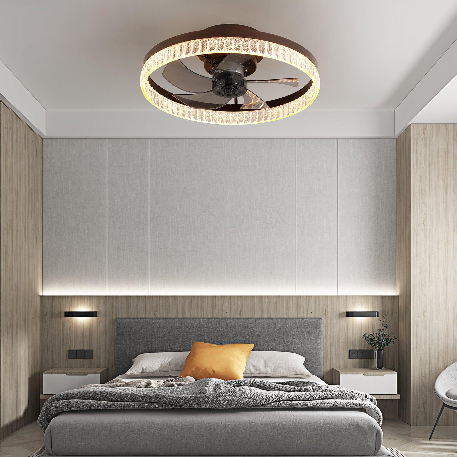 🆓🚛 Ceiling Fans With Lights, Minimalist Ring Led Chandelier Fan With Remote Control Modern Ceiling Lamp for Bedroom Nursery Living Room