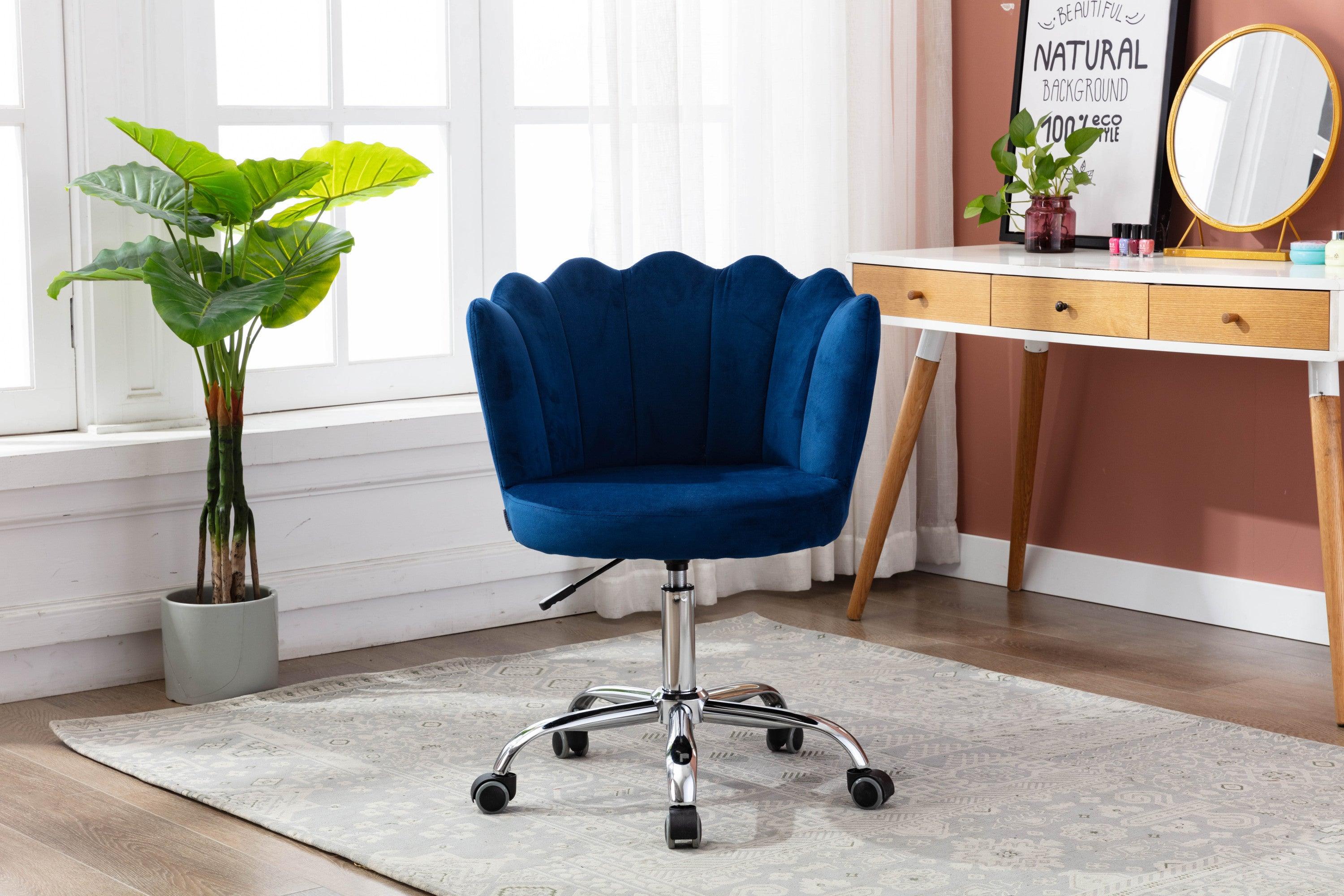 🆓🚛 Swivel Shell Chair for Living Room/Bed Room, Modern Leisure Office Chair, Blue