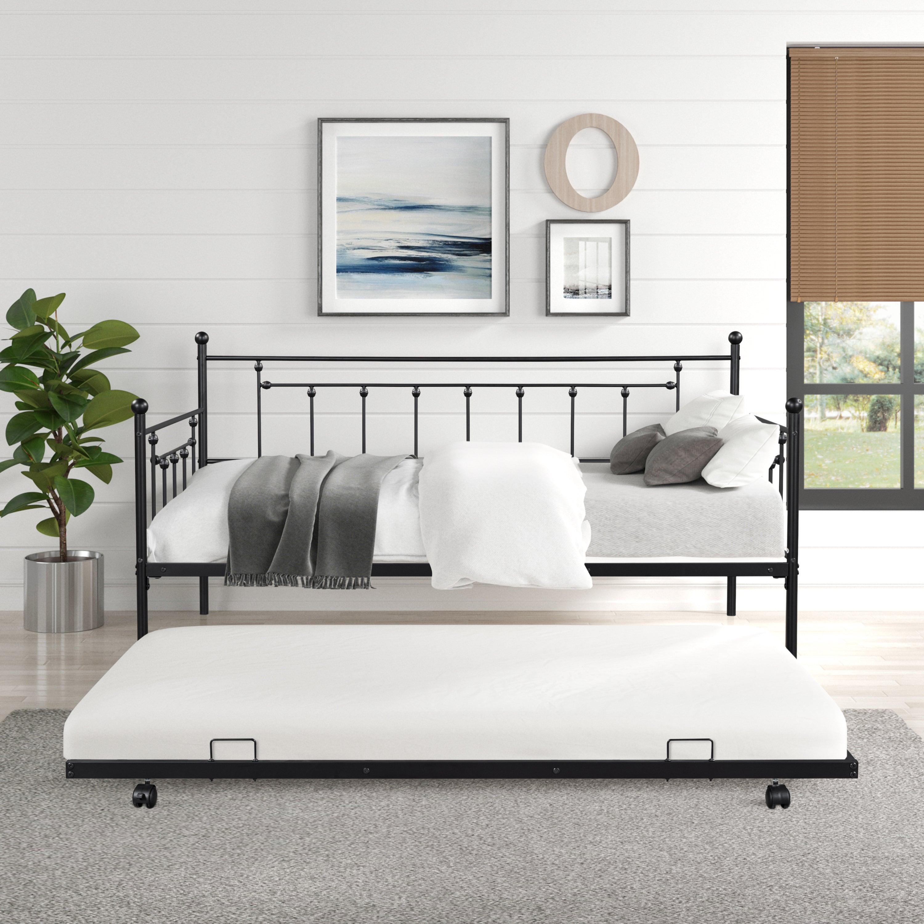 🆓🚛 Metal Daybed With Trundle, Black