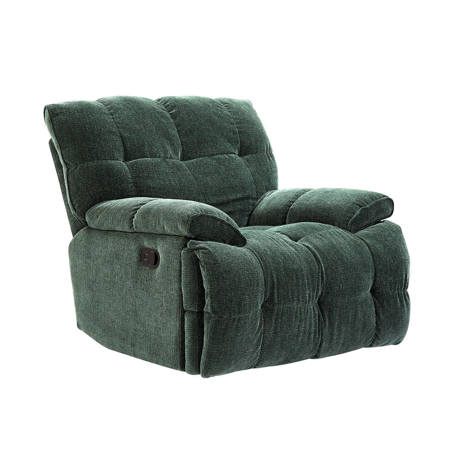 Ergonomic Glider 360 Degree Swivel Chair, Overstuffed Manual Rocking Recliner for Living Room GREEN