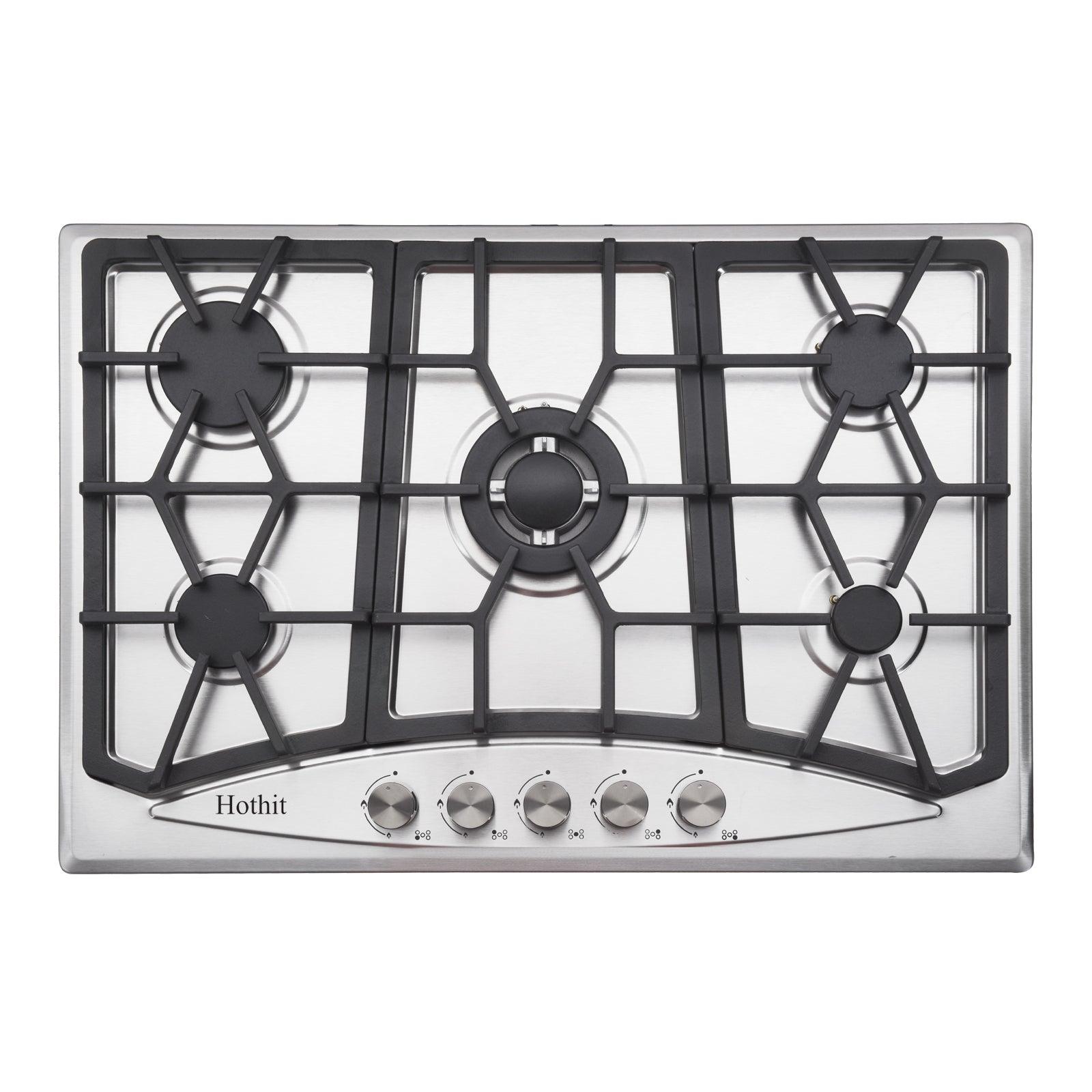 🆓🚛 Propane Gas Cooktop 30" Inch, 5 Burner Built-in Stainless Steel Gas Stove Top, Lpg/Ng Dual Fuel Auto Ignition Gas Hob, Include Gas Pressure Regulator