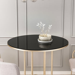 CALMY  36" Inch Round Tempered Glass Table Top Black Glass 1/4" Thick Round Polished Edge