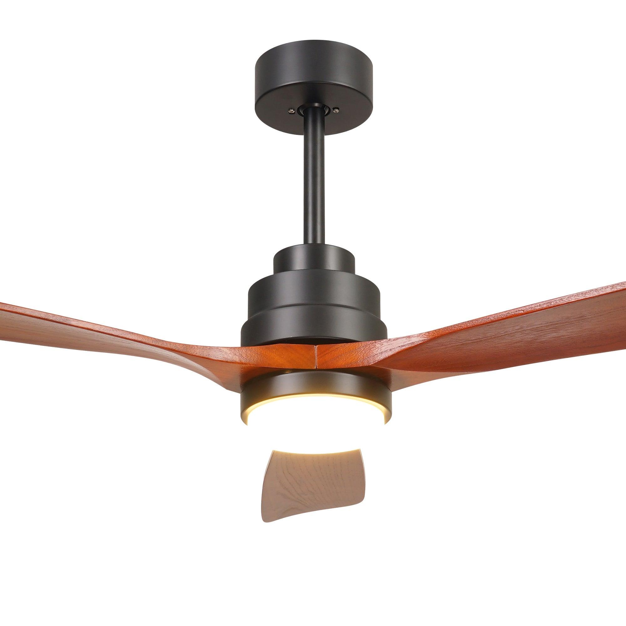 52" 6 Wooden Speed Ceiling Fan W/ Dimmable Led Lights & Remote Control