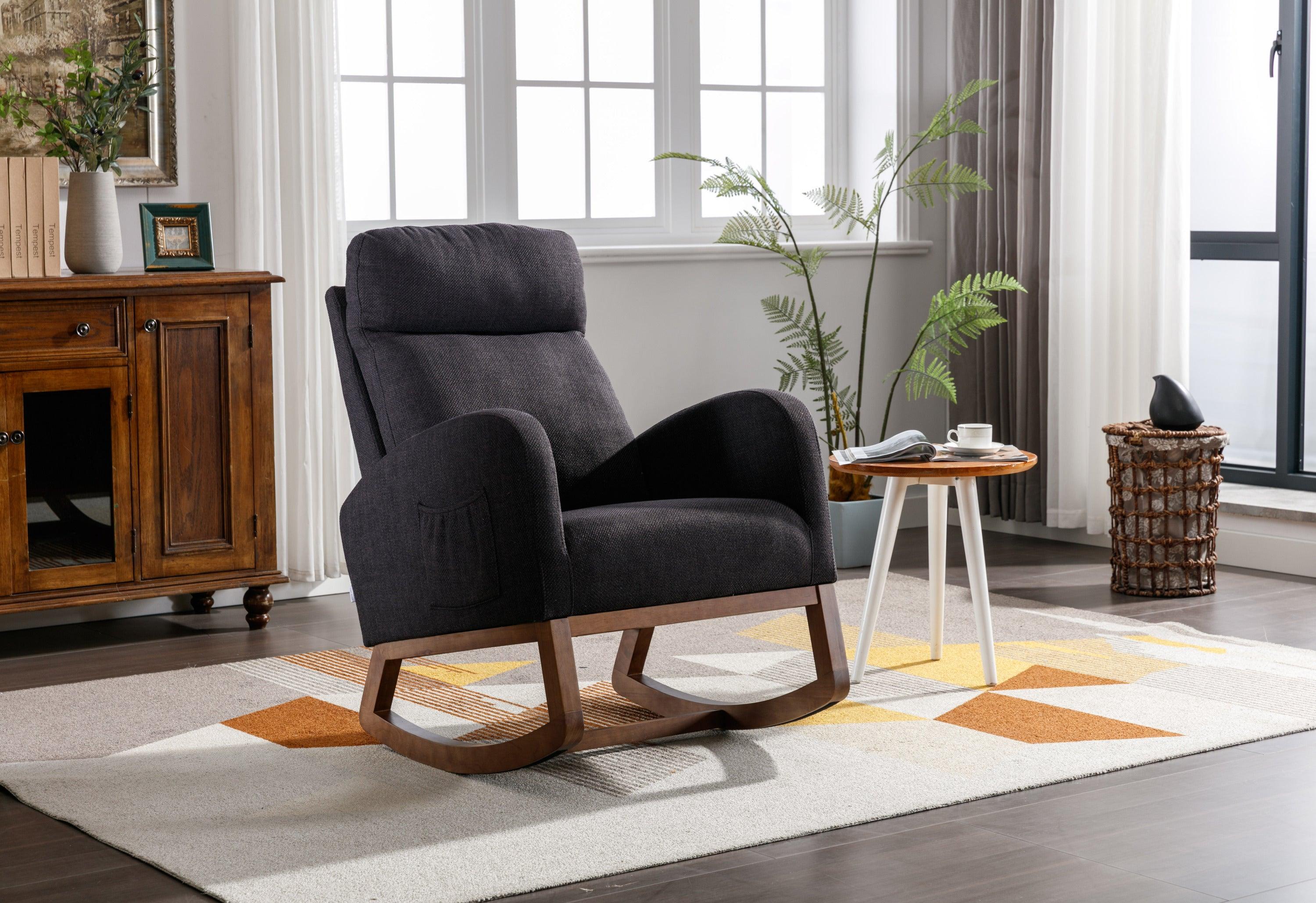 🆓🚛 Comfortable Rocking Chair Living Room Chair, Black
