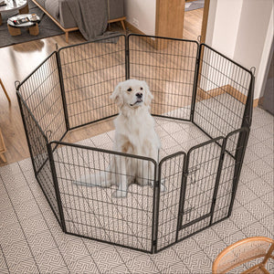 Heavy Duty Dog Pens Outdoor Dog Fence Dog Playpen For Large Dogs, 40" Dog Kennel Outdoor Pet Playpen With Doors 8 Panels Metal Exercise Pens Puppy Playpen Temporary Camping Fence For The Yard