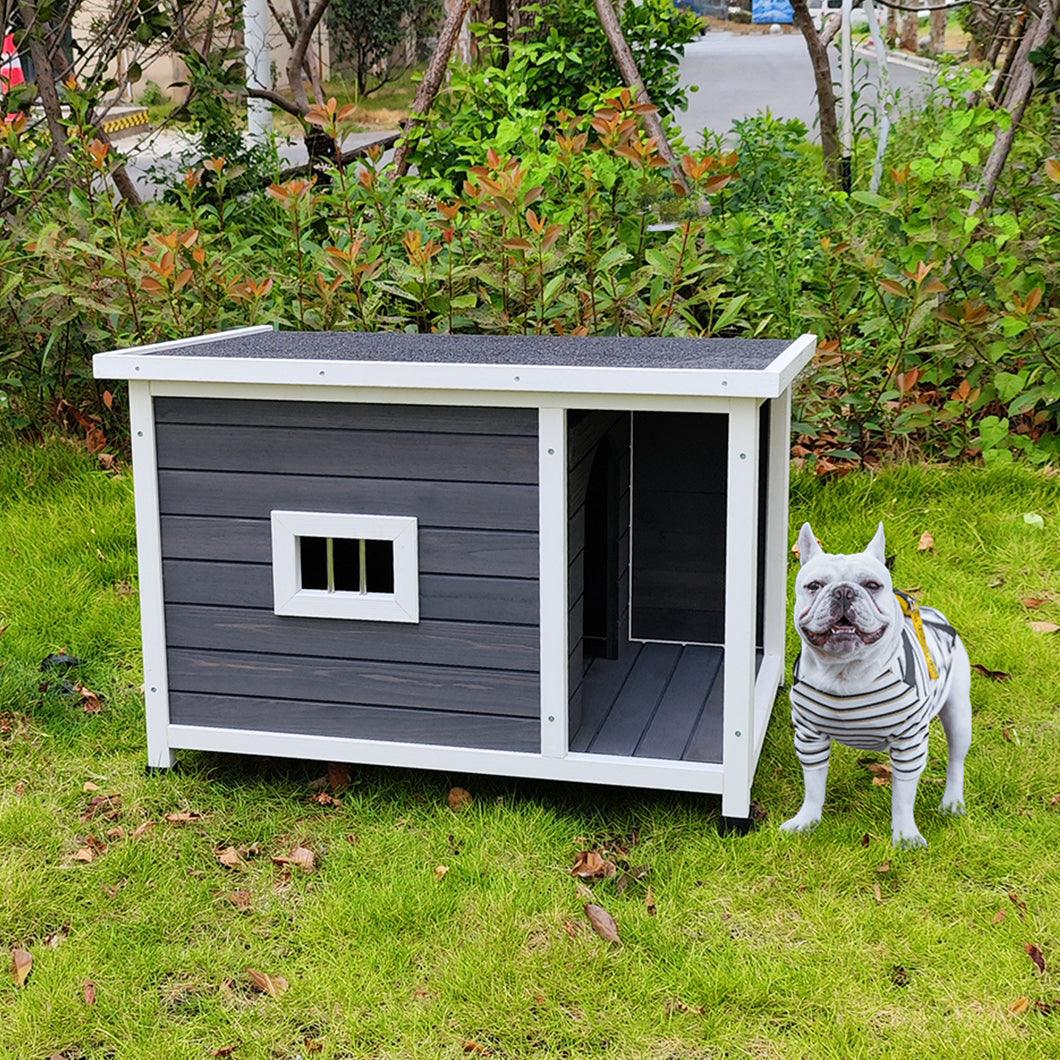 🆓🚛 Waterproof & Windproof Outdoor Wooden Puppy Dog Kennel House With Porch Deck