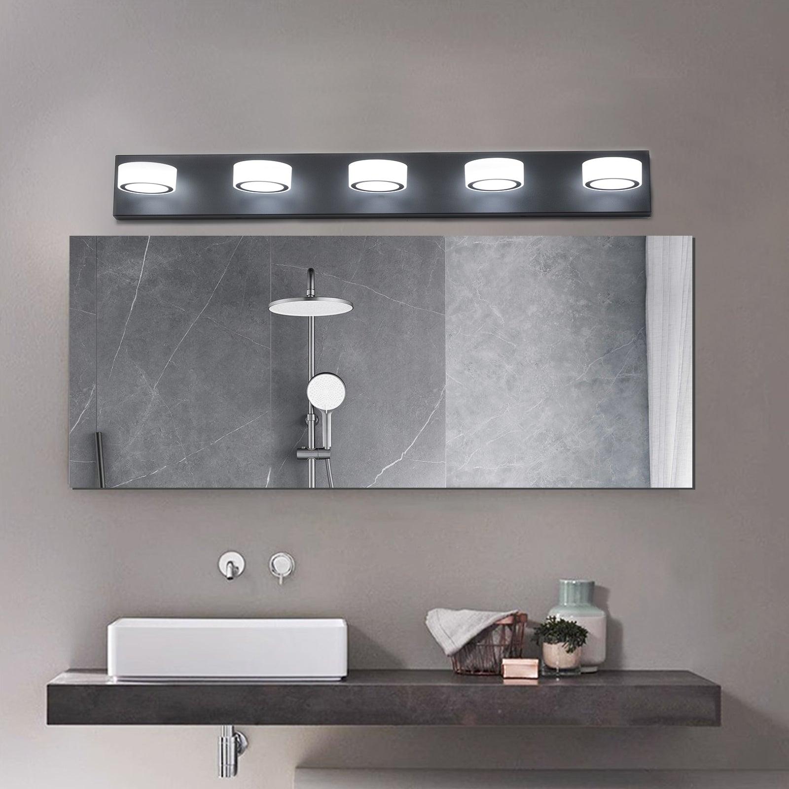 🆓🚛 Led Modern Black 5-Light Vanity Lights Fixtures Over Mirror Bath Wall Lighting