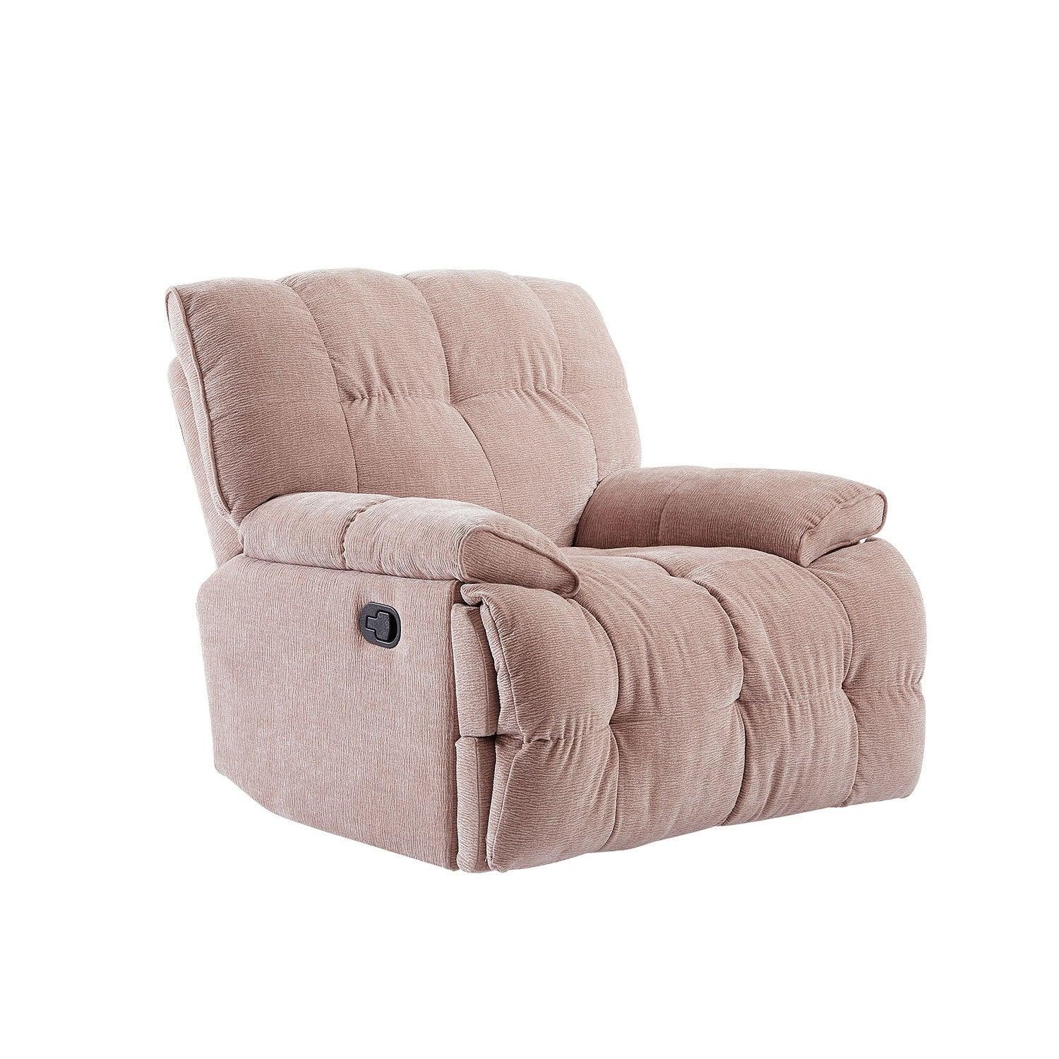 Ergonomic Glider 360 Degree Swivel Chair, Overstuffed Manual Rocking Recliner for Living Room PINK