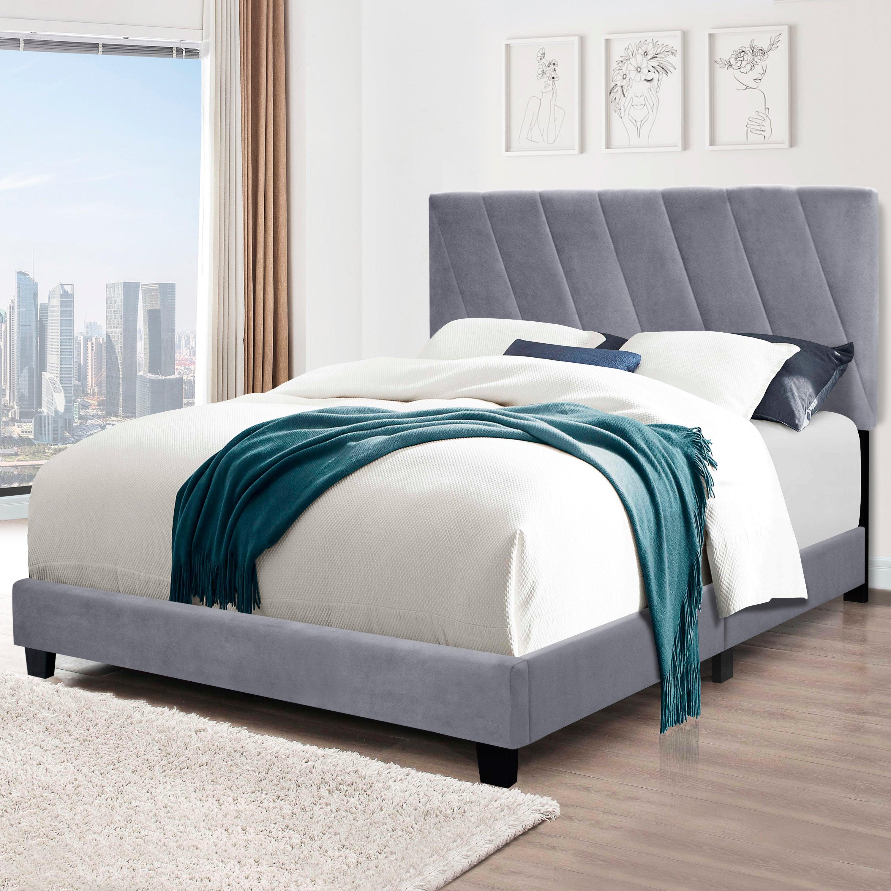 🆓🚛 Queen Size Adjustable Upholstered Bed Stain Resistant and Durable, Modern Style, Gray