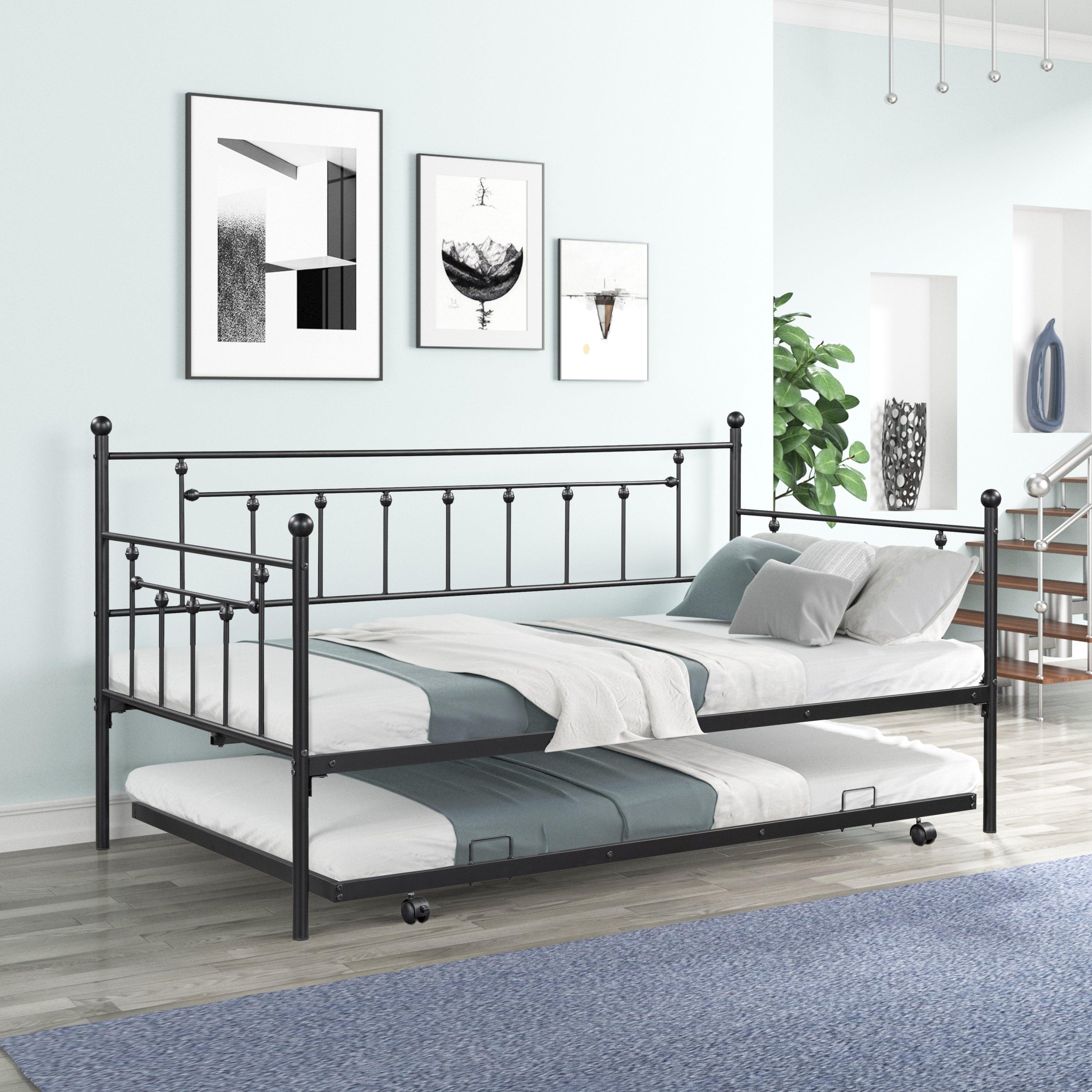🆓🚛 Metal Daybed With Trundle, Black