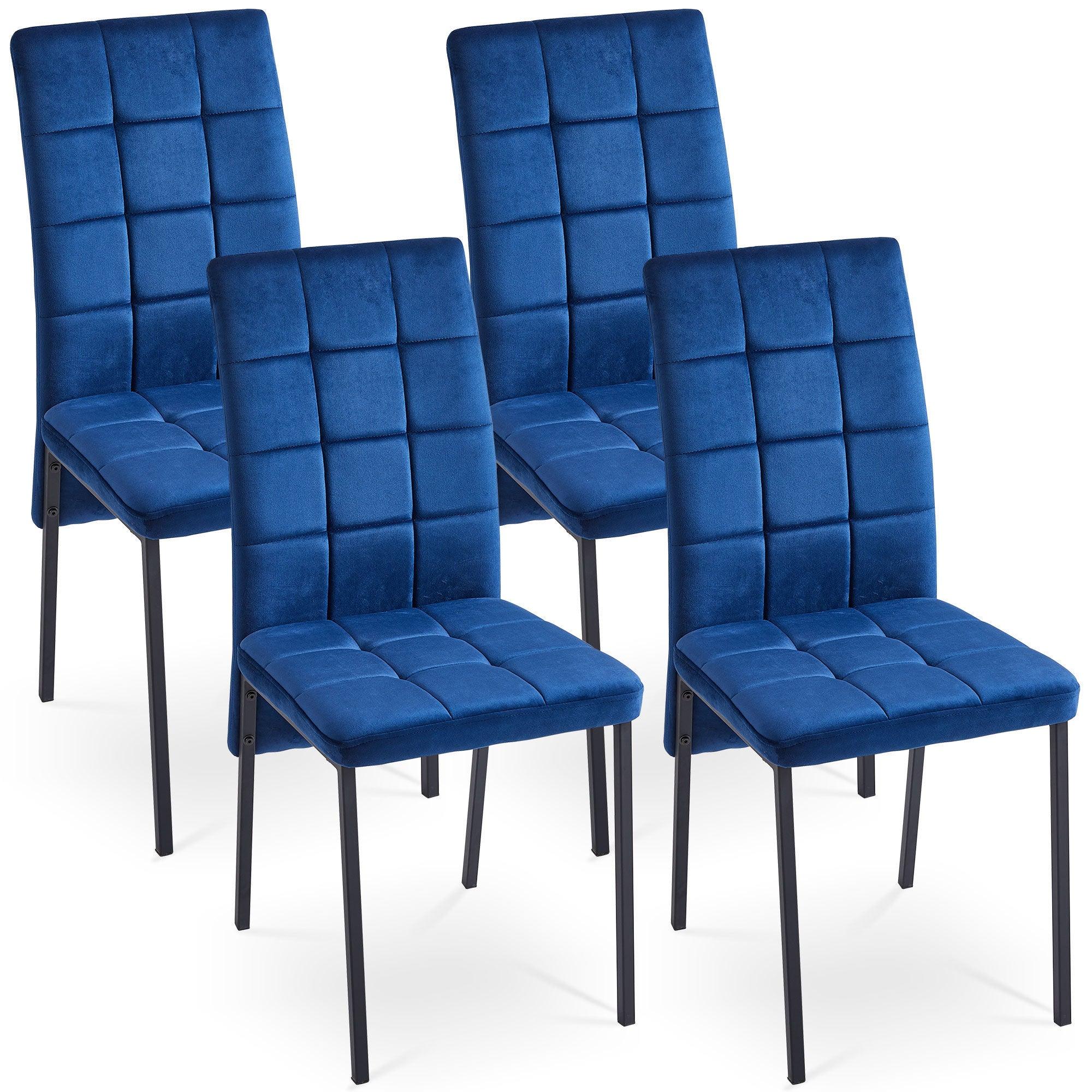 🆓🚛 🎁 Tuflog High Back Nordic Dining Chair Modern Fabric Chair, Set Of 4, Dark Blue