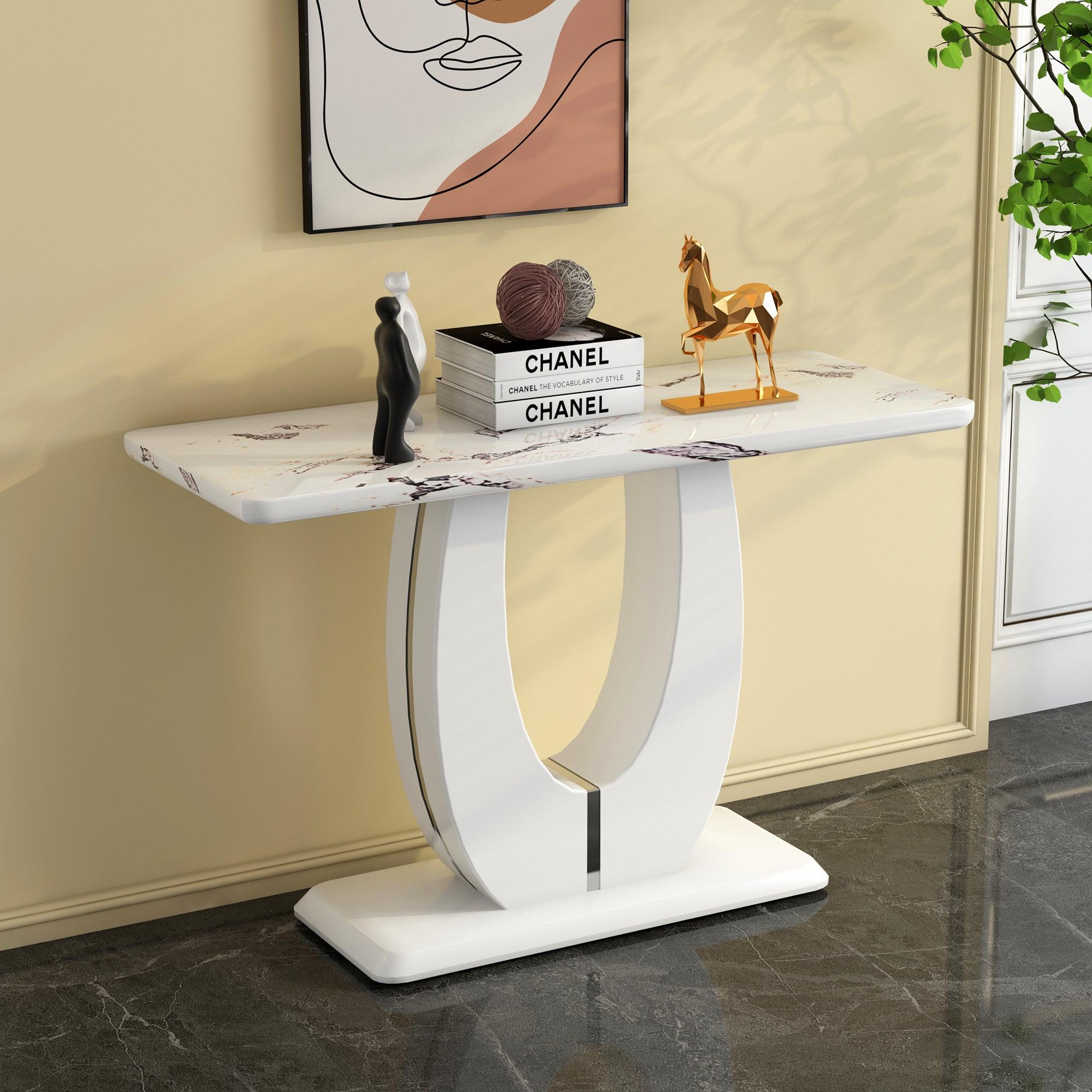 🆓🚛 Modern Simple Glossy White Rectangular Counter Bar Table 47.24" X 18.11" X 29.52"