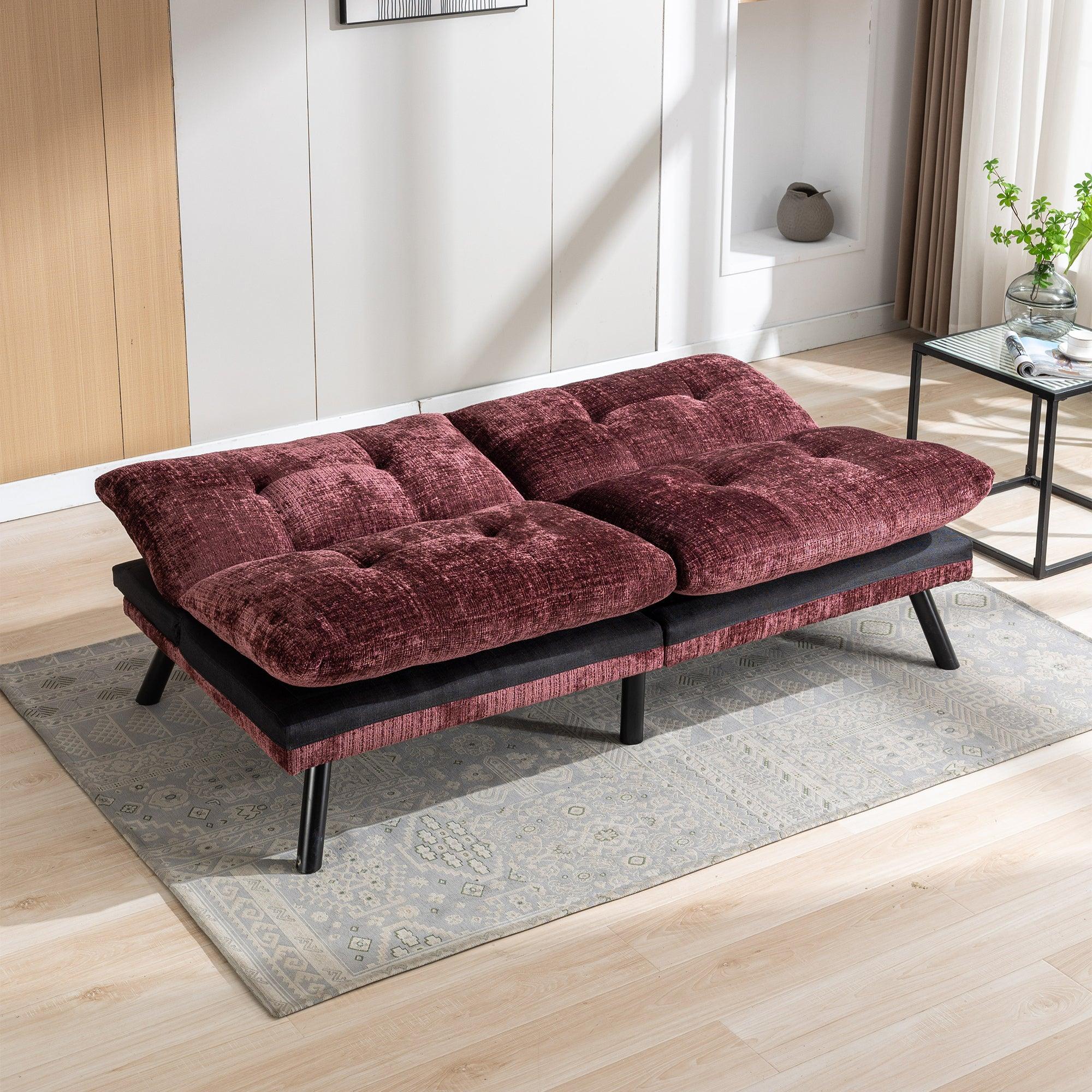 🆓🚛 Lamcham 24Rd Convertible Adjustable Lounge Couch Sofa Bed - Wine Red