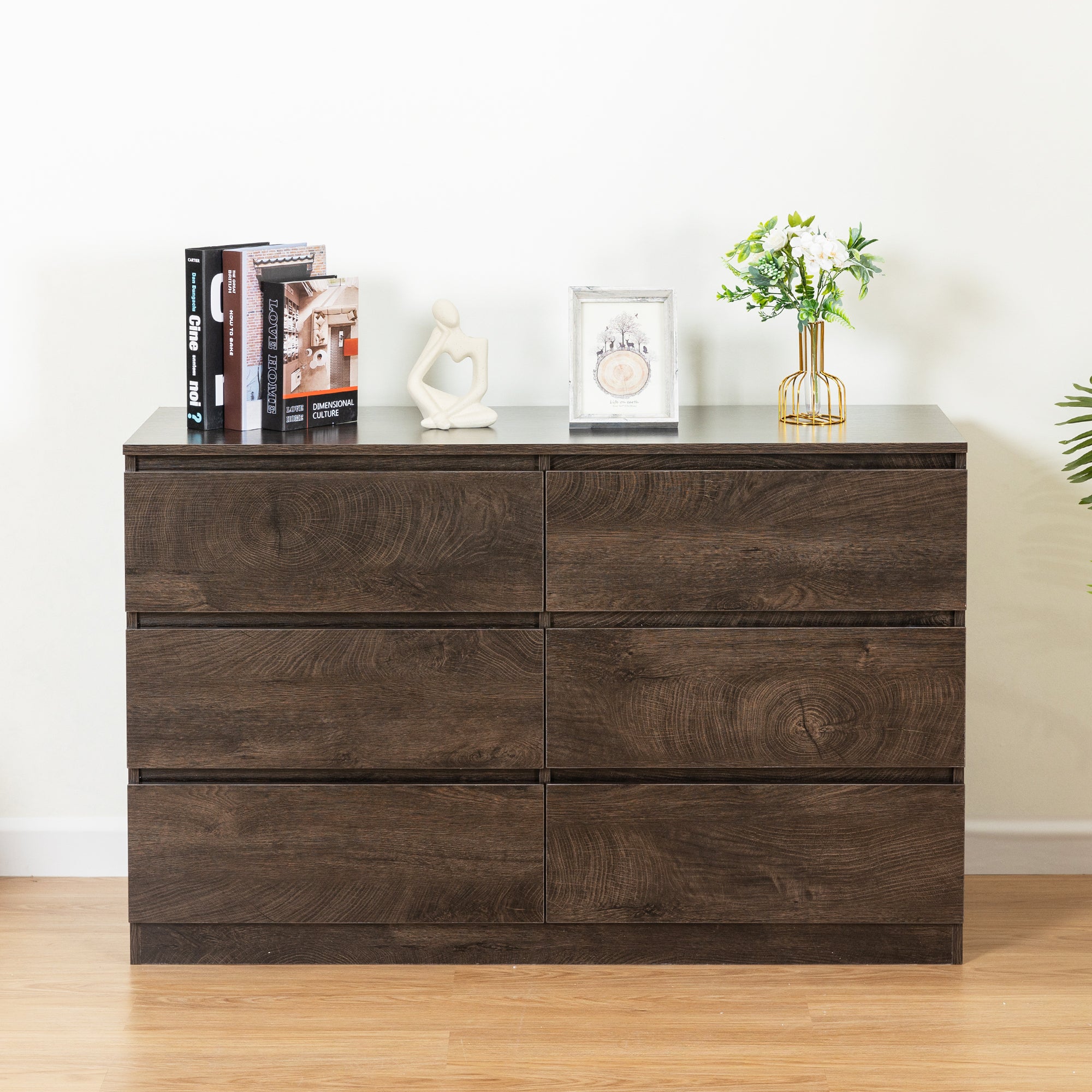 🆓🚛 Drawer Dresser Cabinet, Sideboard, Bar Counter, Buffet Counter, Table Lockers, Three Plus Three Drawers Audit, Can Be Used for Dining Room, Living Room, Bedroom, Kitchen Corridor, Dark Gray
