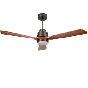 52" 6 Wooden Speed Ceiling Fan W/ Dimmable Led Lights & Remote Control