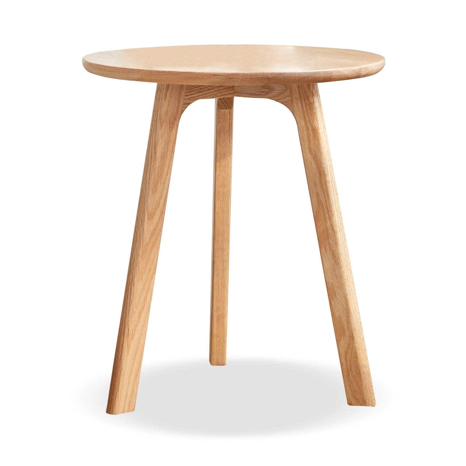 🆓🚛 Round End Table- Small End Table Side Table Coffee Table Bedside Table Night Stand for Living Room Bedroom & Balcony, 100% Natural Solid Oak Wood Easy To Assemble