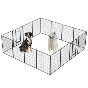 Dog Playpen Outdoor, 16 Panels Dog Pen 40" Height Dog Fence Exercise Pen With Doors For Large/Medium/Small Dogs, Portable Pet Playpen For Yard, RV, Camping, Hammer Paint Finish