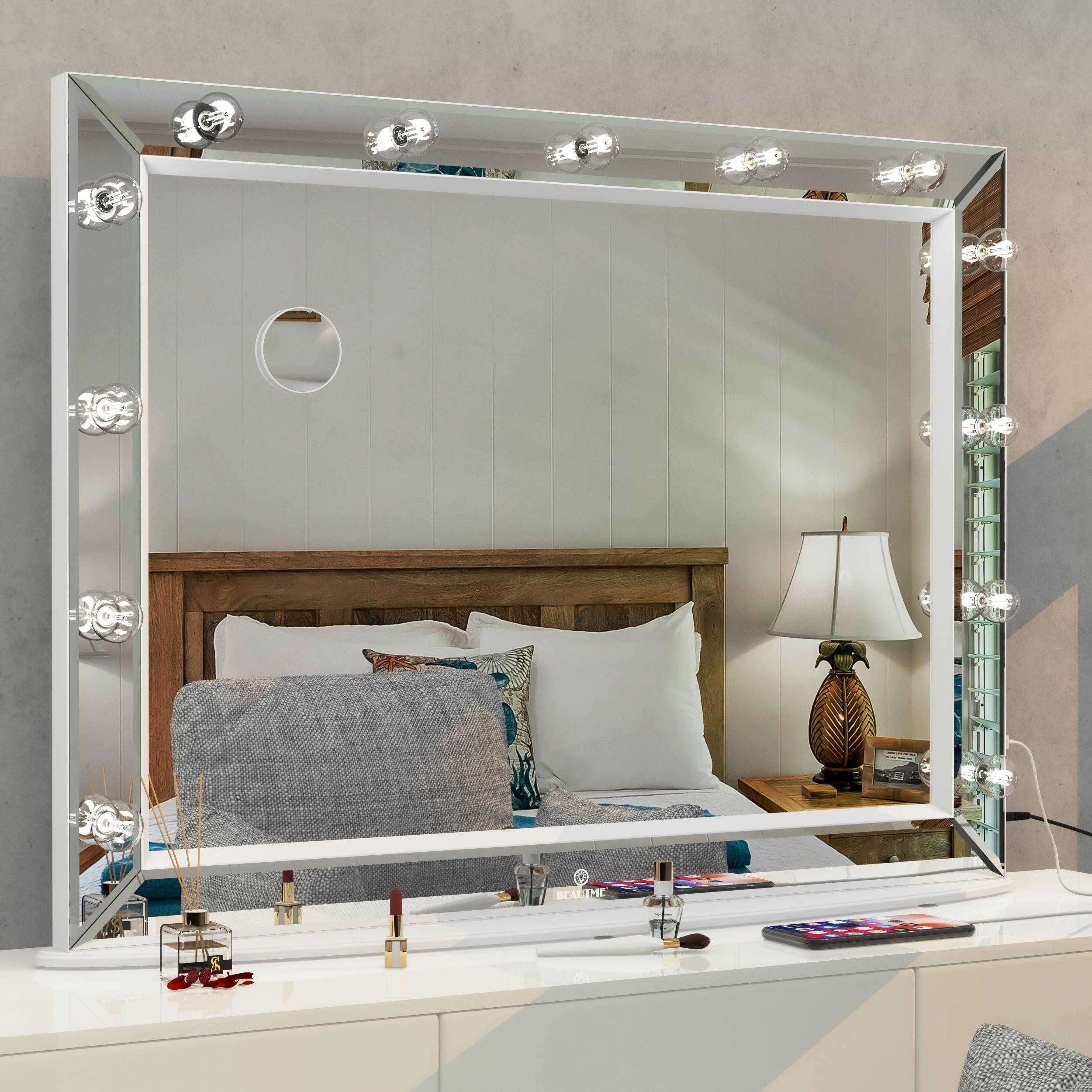 🆓🚛 Vanity Mirror With Uss Bulbs Luxury Vanity Mirror With Lights Large Size Makeup Mirror for Bedroom Makeup Room, Smart Touch White Lighting