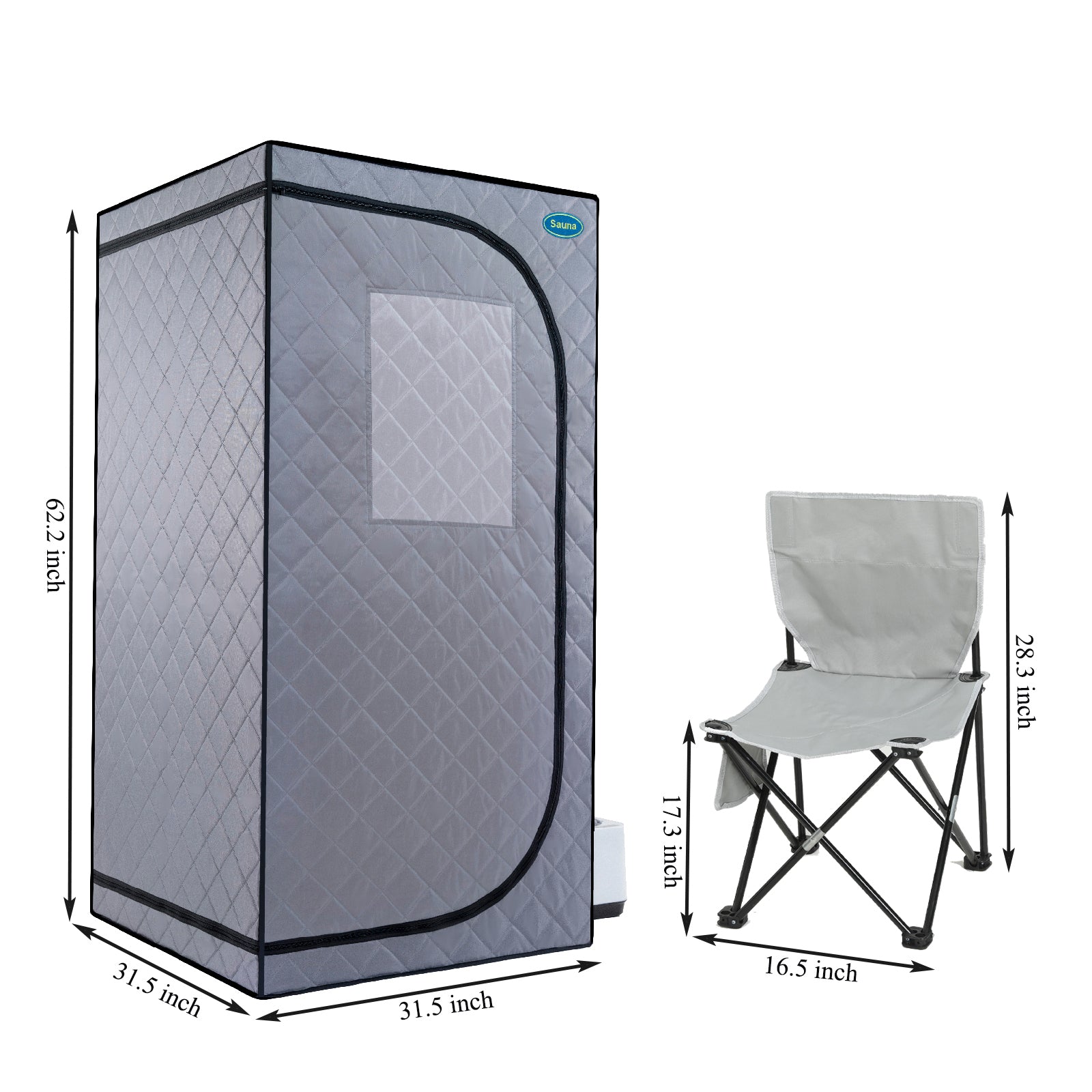 🆓🚛 Portable Gray Mini Plus Style Steam Sauna Tent, Personal Home Spa, With Steam Generator, Remote Control, Foldable Chair, PVC Pipes Easy To Install, Fast Heating, With FCC & Ul Certification