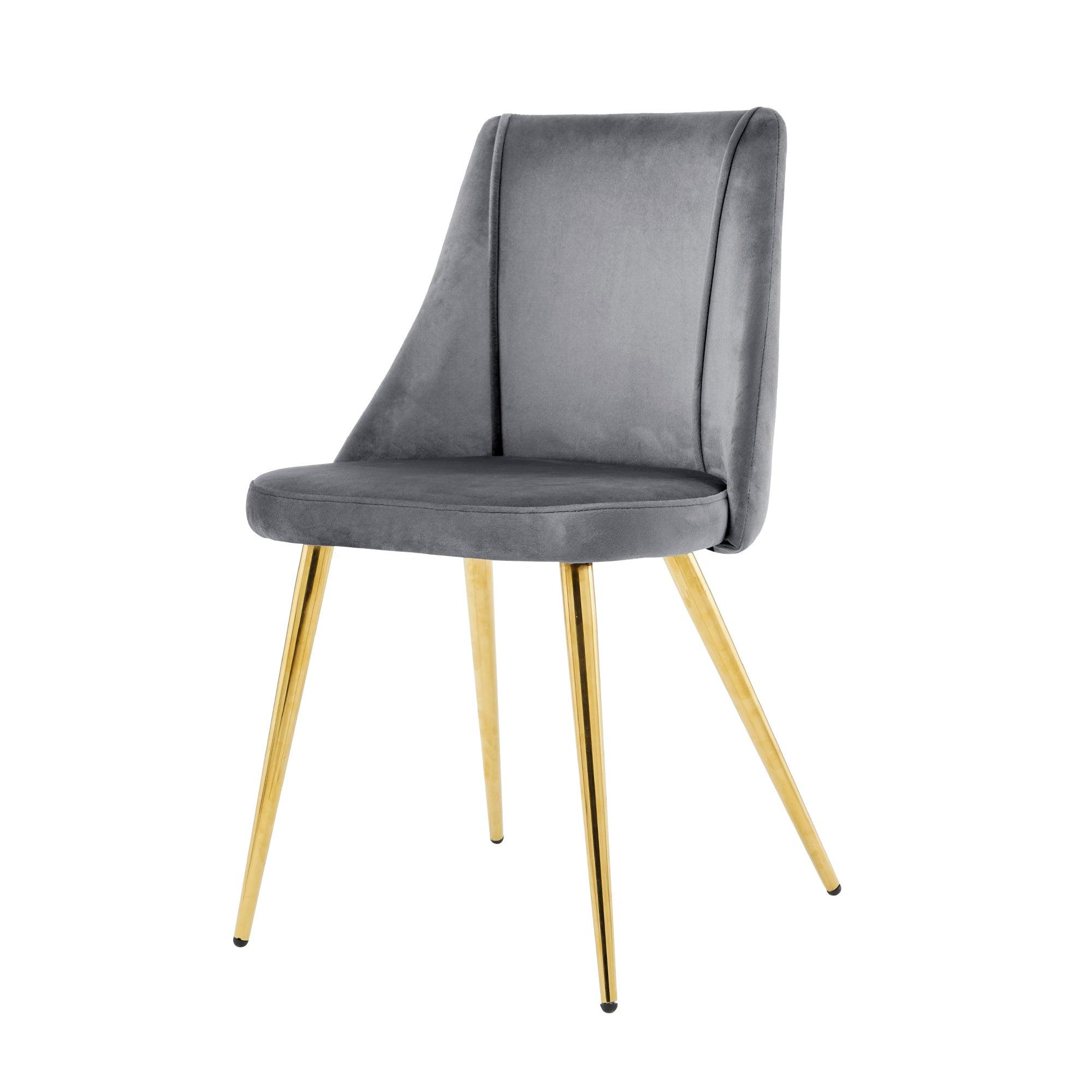 🆓🚛 Modern Gray Velvet Dining Chairs, Fabric Accent Upholstered Chairs Side Chair With Gold Legs for Home Furniture Living Room Bedroom Kitchen Dinning Room (Set Of 4)