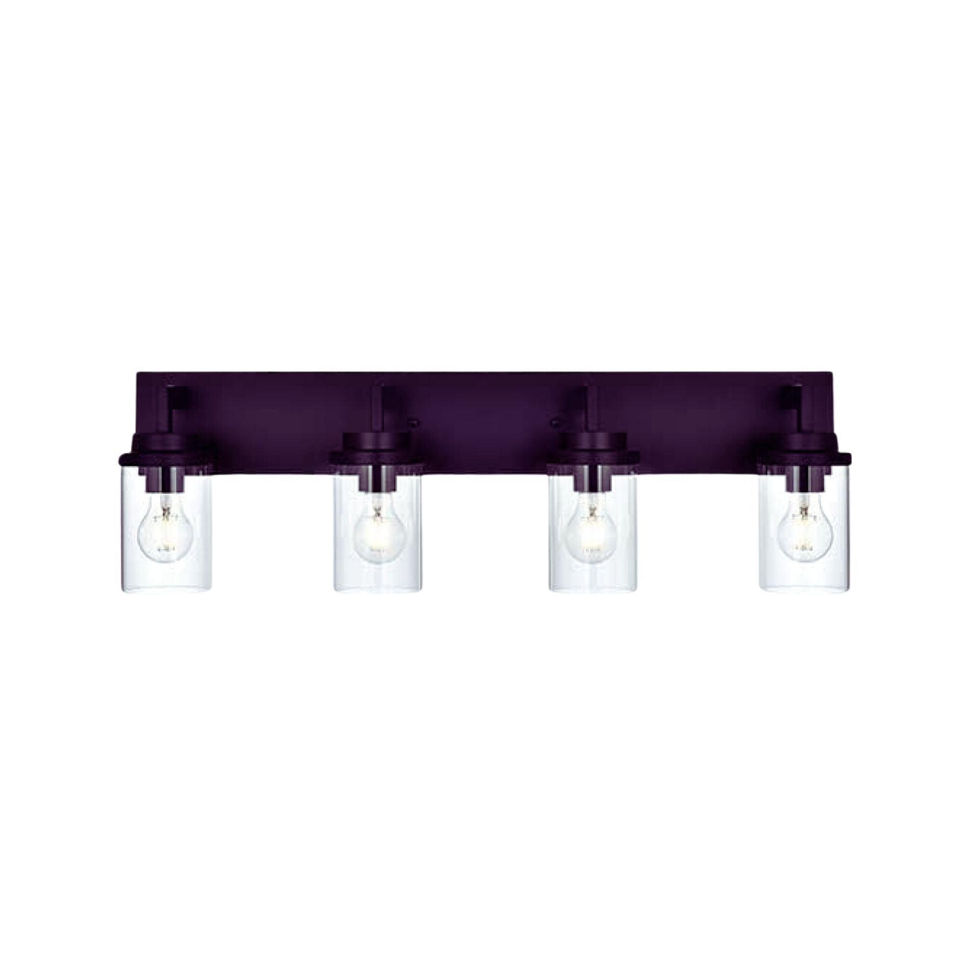 🆓🚛 Modern Wall Bathroom Vanity Light Fixture 4 Light Oil Rubbed Bronze Metal With Clear Glass Shade