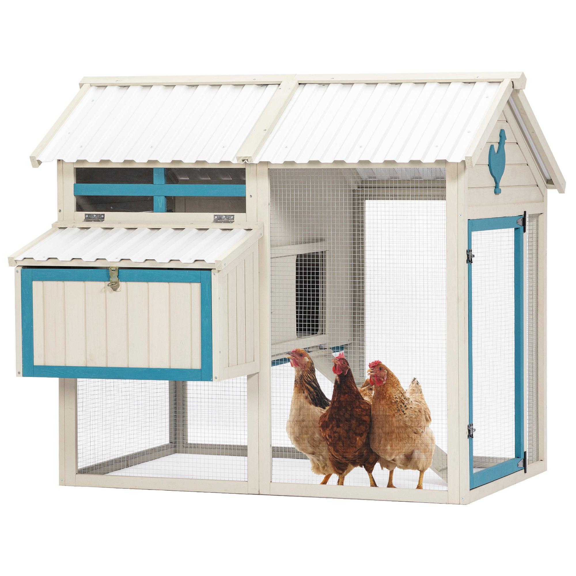 🆓🚛 Weatherproof Outdoor Chicken Coop With Waterproof Pvc Roof Outdoor Chicken Coop With Removable Bottom for Easy Cleaning.Large Space Coop Suitable for 6-8 Chickens.