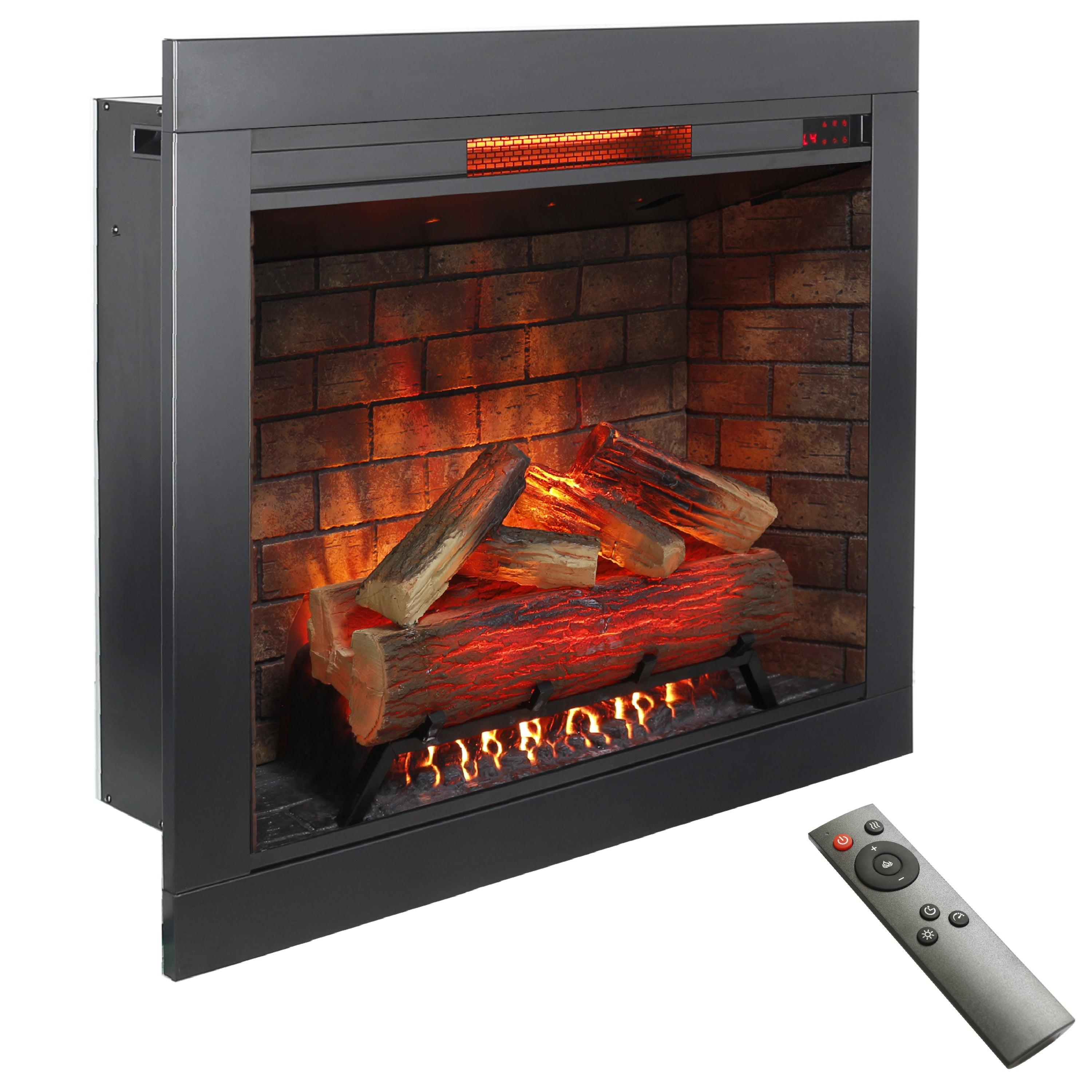 🆓🚛 33 Inch Infrared Electric Fireplace Insert, Touch Panel Home Decor Heater, Smokeless Firebox With Trim Kit