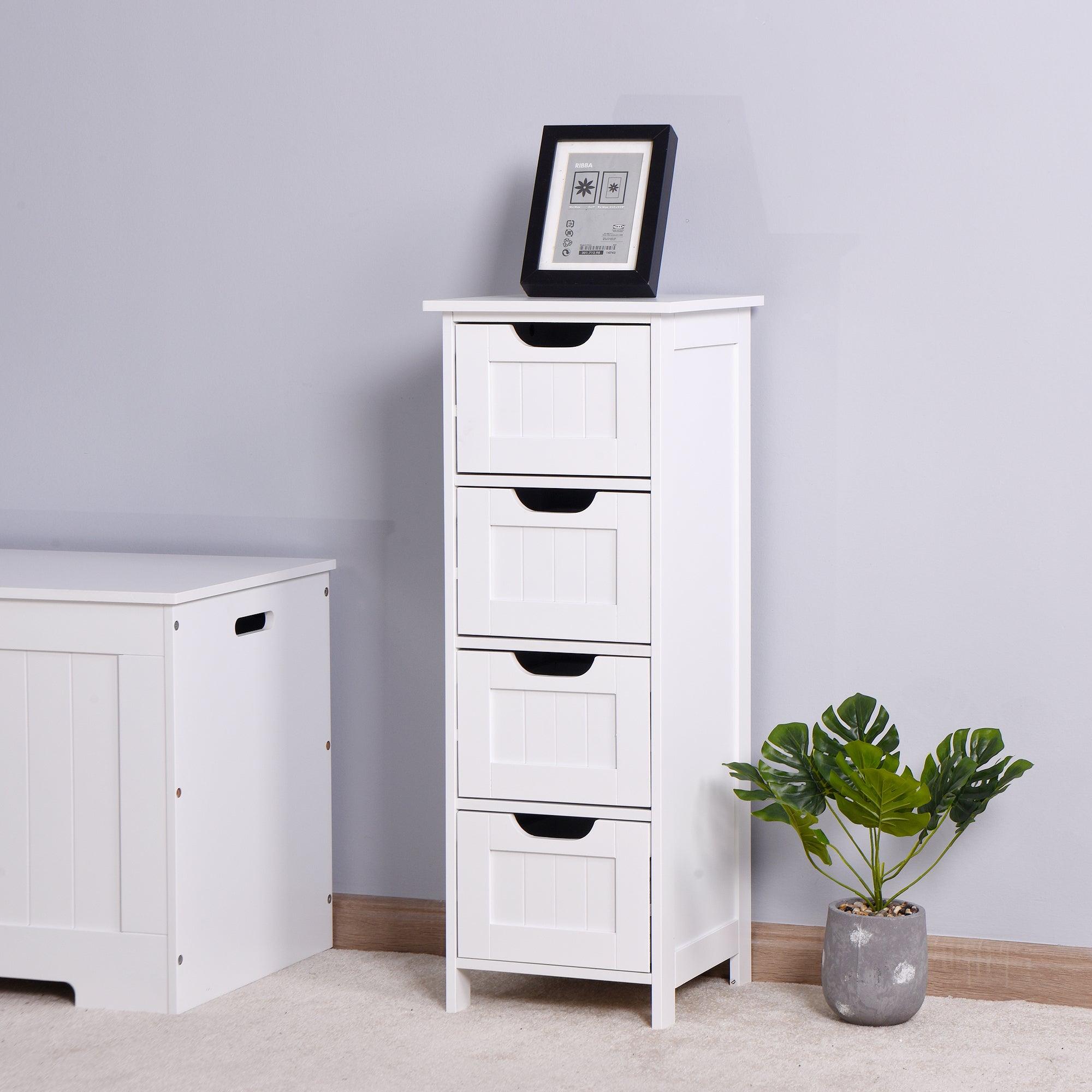 🆓🚛 White Bathroom Storage Cabinet, Freestanding Cabinet With Drawers