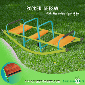 High Quality Kids Seesaw Plastic Seat Playground Equipment Cute Baby Plastic Rocker Outdoor Children Blue And Green Steel Tube For Kids Age 3+