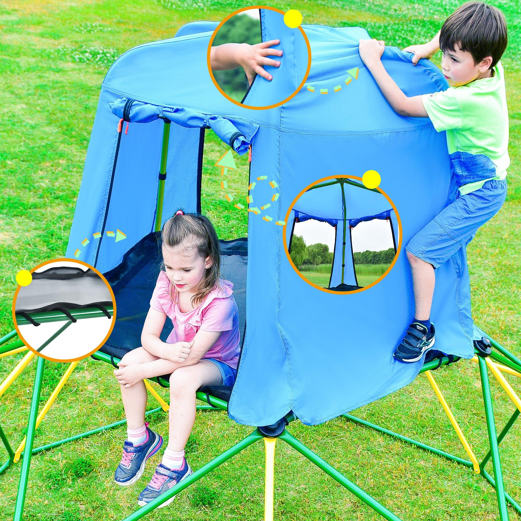 🆓🚛 Kids Climbing Dome With Canopy & Playmat - 10 Ft Jungle Gym Geometric Playground Dome Climber Play Center, Rust & Uv Resistant Steel Supporting 1000 Lbs