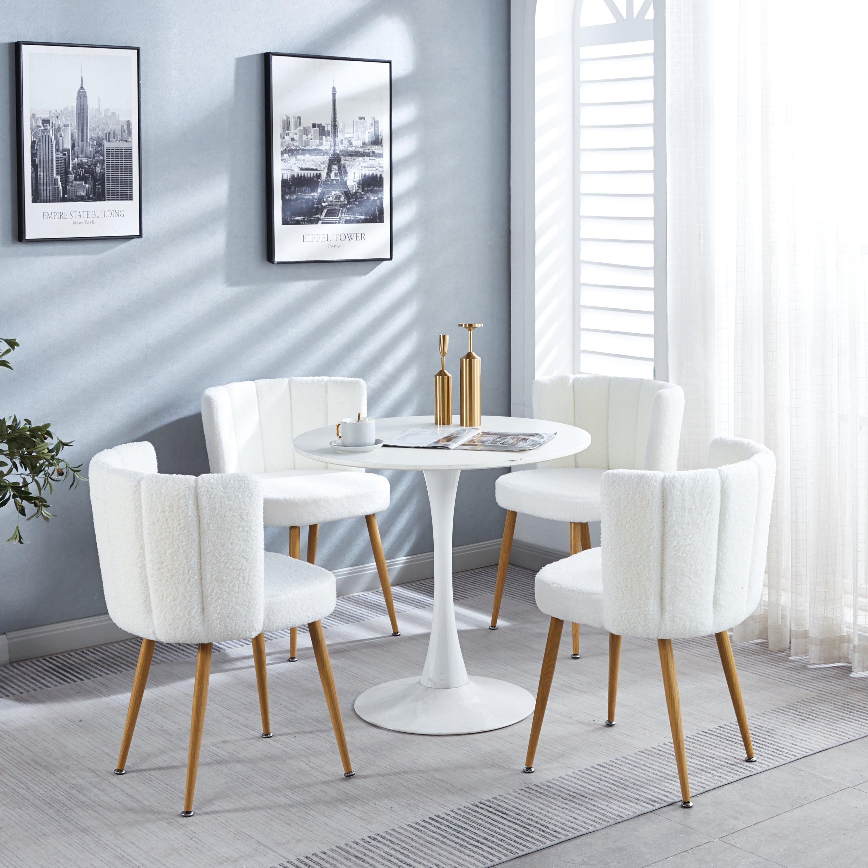 🆓🚛 5 Piece Dining Room Set, 1 Circular Table, 4 Moon Chairs