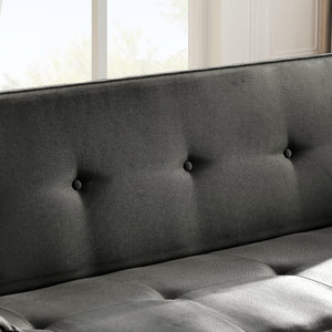 Futon Sofa Bed Convertible Couch Bed With Armrests Modern Living Room Linen Sofa Bed, Gray