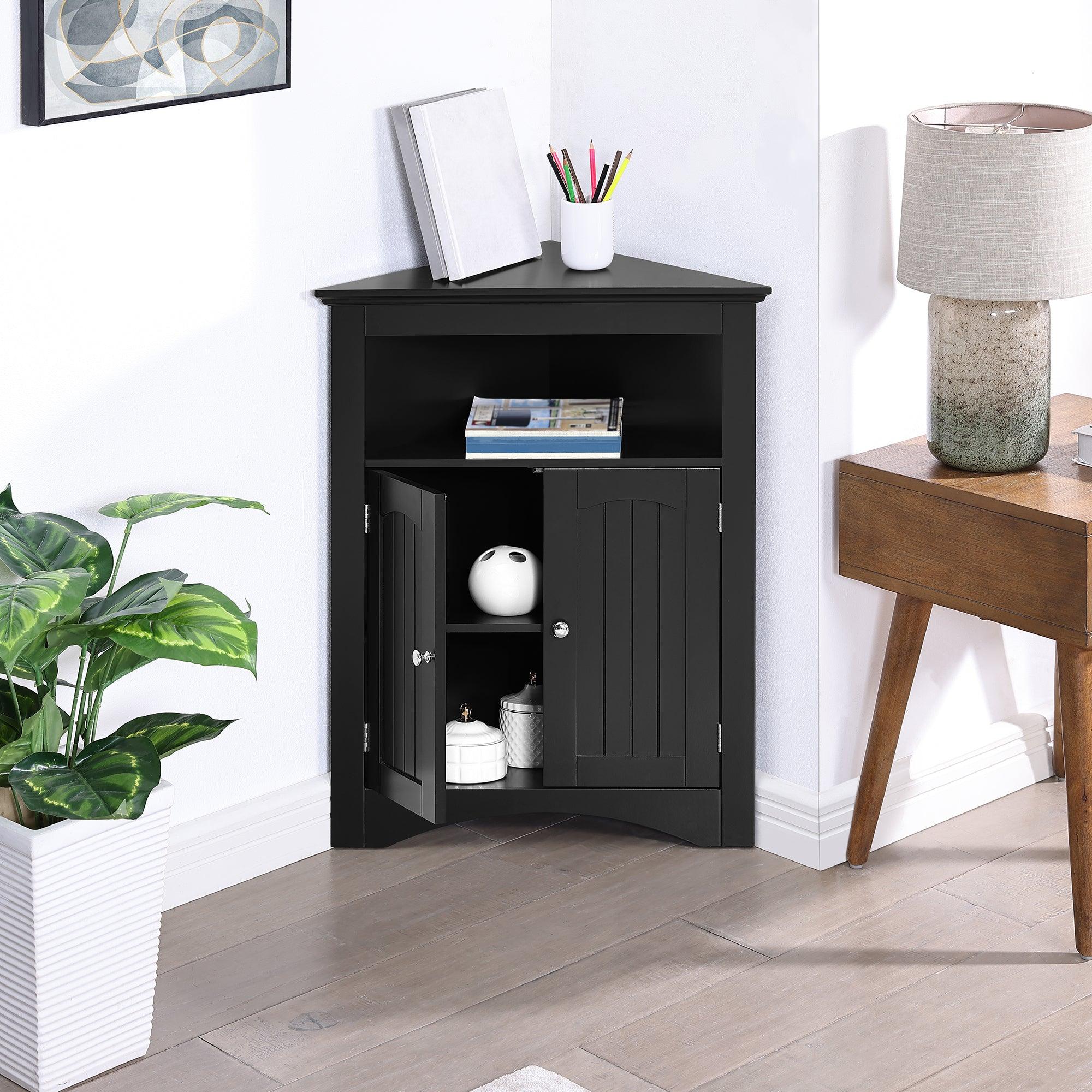 🆓🚛 Sideboard Cabinet, Corner Cabinet, Bathroom Floor Corner Cabinet With Doors & Shelves, Kitchen, Living Room, Free Standing Storage Cabinet for Bathroom