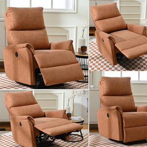 Electric Power Recliner Chair Fabric, Reclining Chair For Bedroom Living Room, Small Recliners Home Theater Seating, With USB Ports, Recliner For Small Spaces
