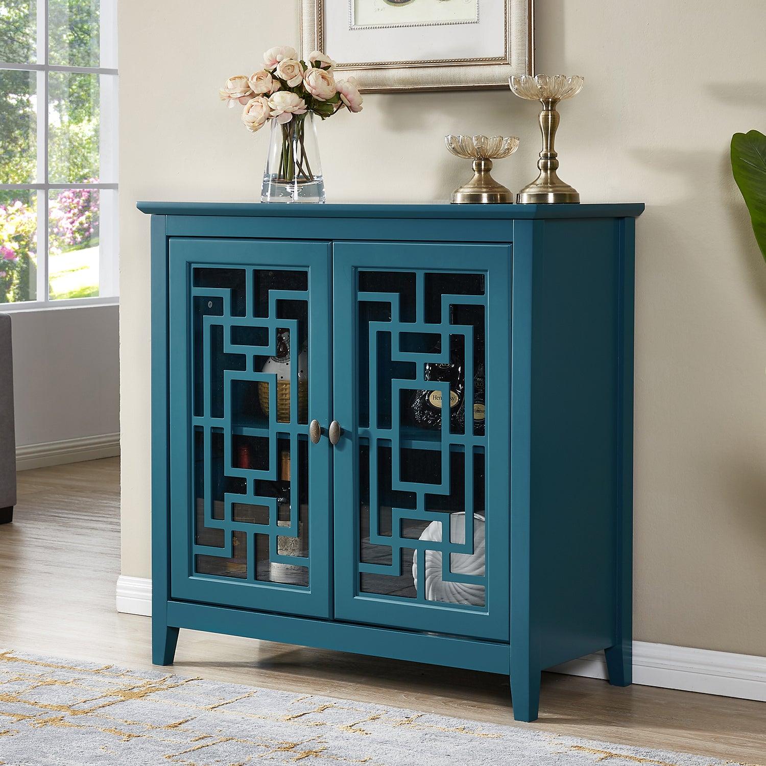 🆓🚛 Storage Cabinet, Buffet Sideboard, Teal Blue