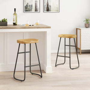 29.52" Stylish and Minimalist Bar Stools, Two-piece Counter Height Bar Stools, for Kitchen Island, Coffee Shop, Bar, Home Balcony, Wood Color
