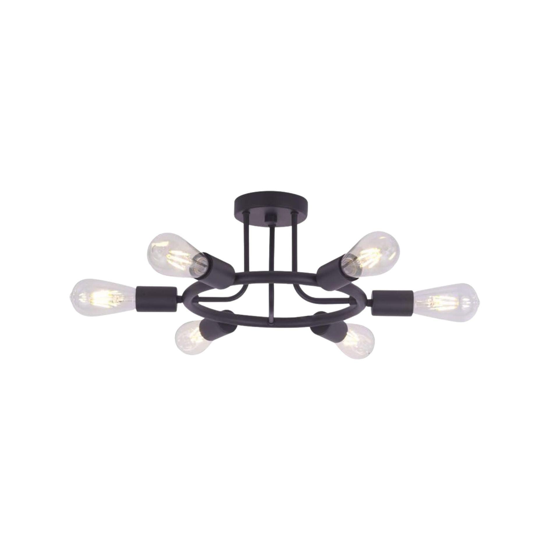 🆓🚛 6 Light Modern Sputnik Lights Semi Flush Mount Ceiling Light Oil-Rubbed Bronze Finished