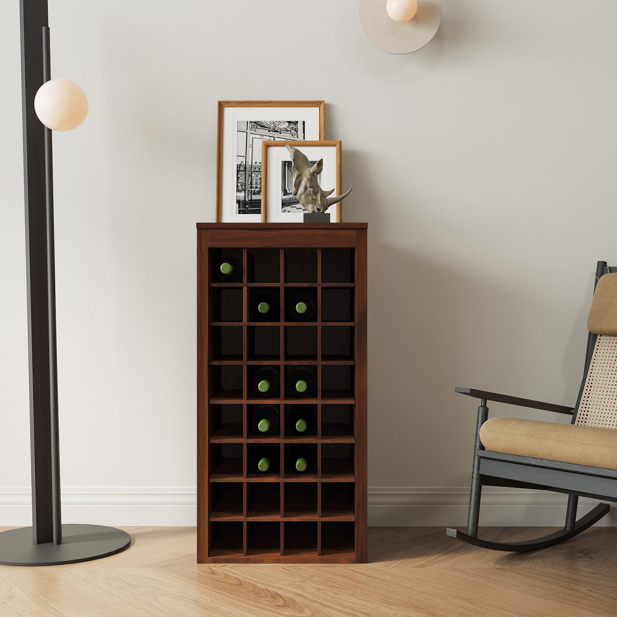 🆓🚛 Brown Walnut Color Modular 32 Wine Bar Cabinet Buffet Cabinet