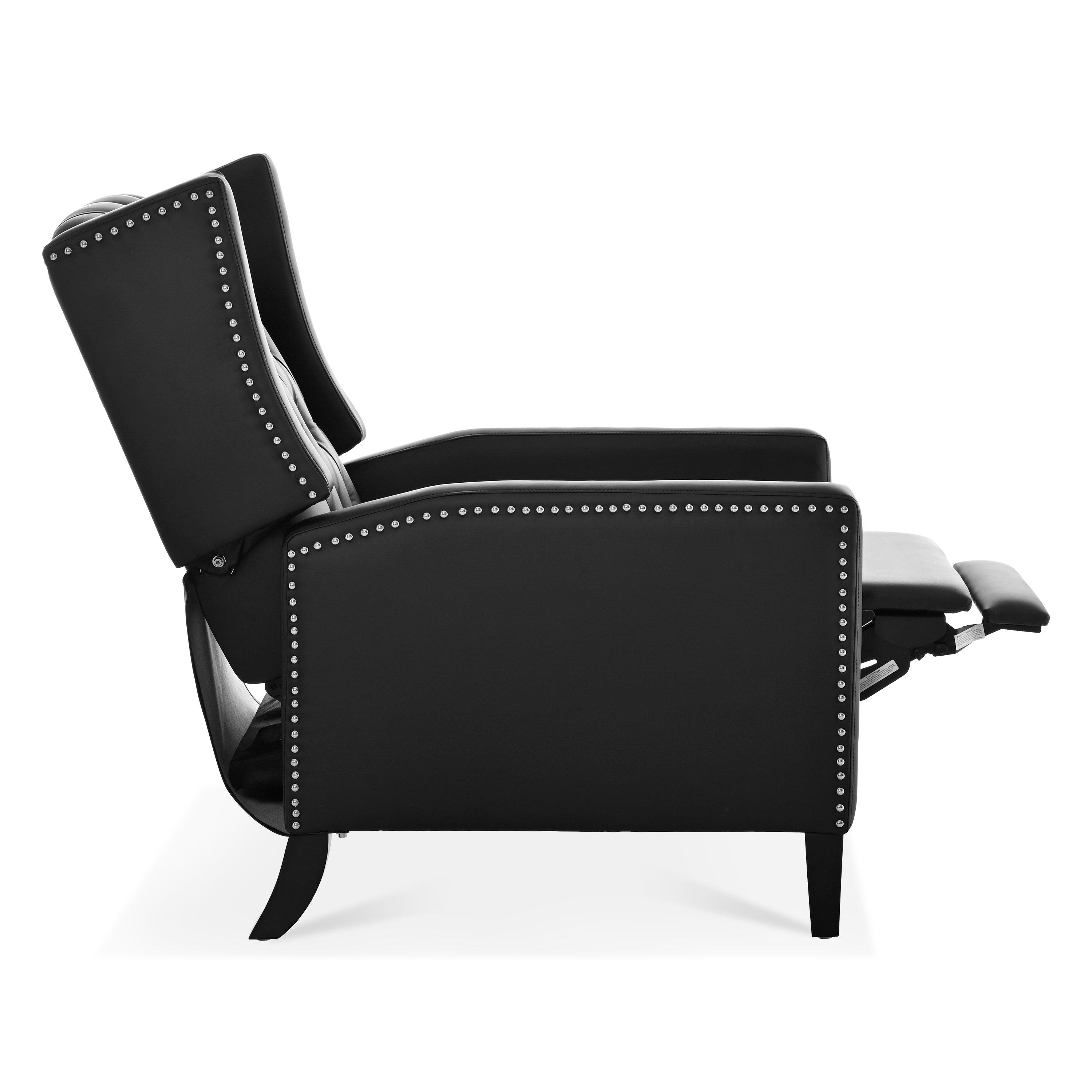 🆓🚛 Lamcham 30Bk Black Wide Manual Fabric Recliner Chair